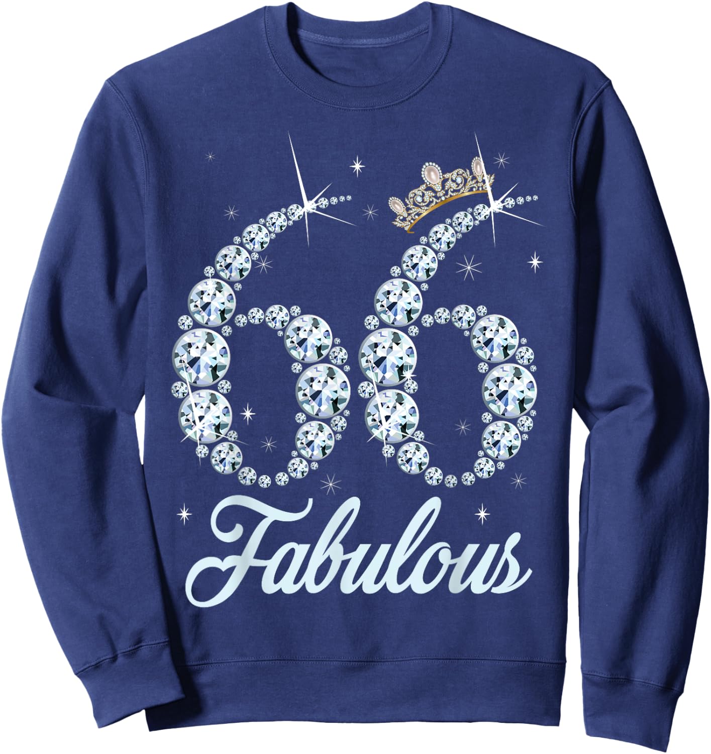 66 Year Old Its My 66th Birthday Queen Diamond Heels Crown Sweatshirt - Sweatshirt | Navy