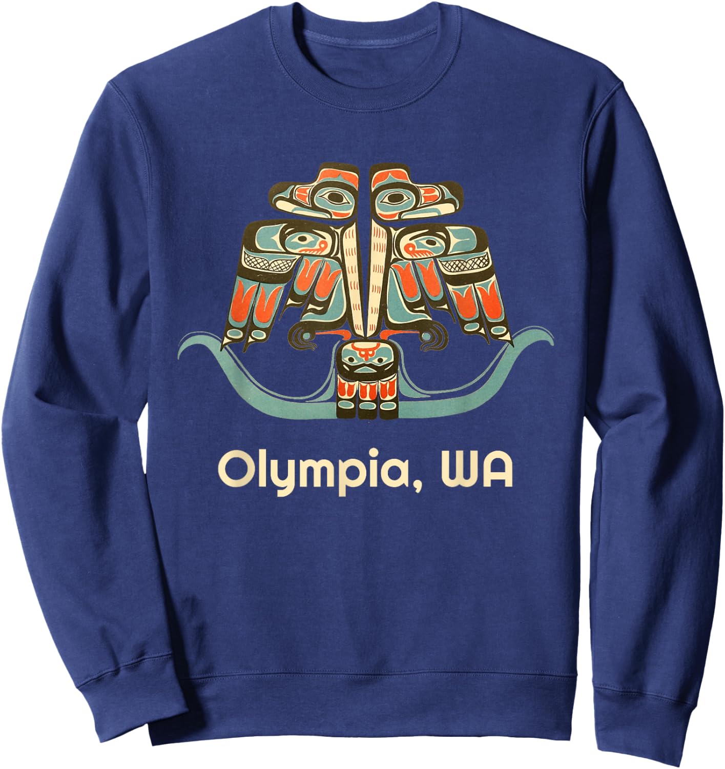 Olympia Washington Thunderbird NW Native American Sweatshirt - Sweatshirt | Navy