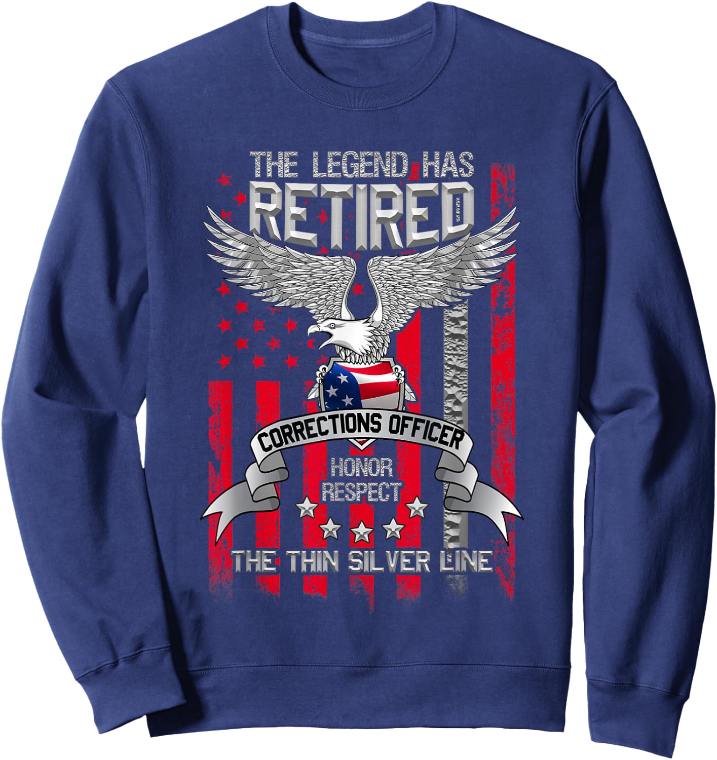 Correctional Officer Retirement Silver Line Corrections Gift Sweatshirt - Sweatshirt | Navy