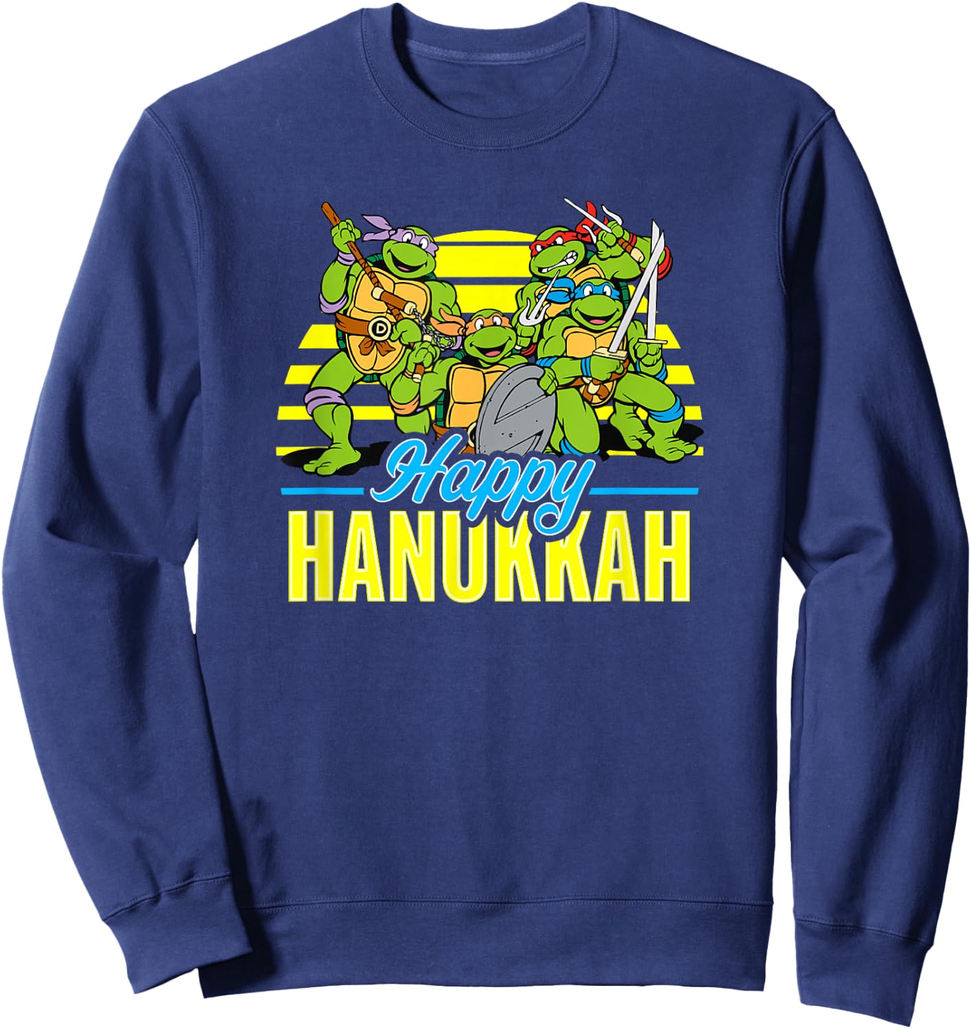 Teenage Mutant Ninja Turtles Group Happy Hanukkah Sweatshirt - Sweatshirt | Navy