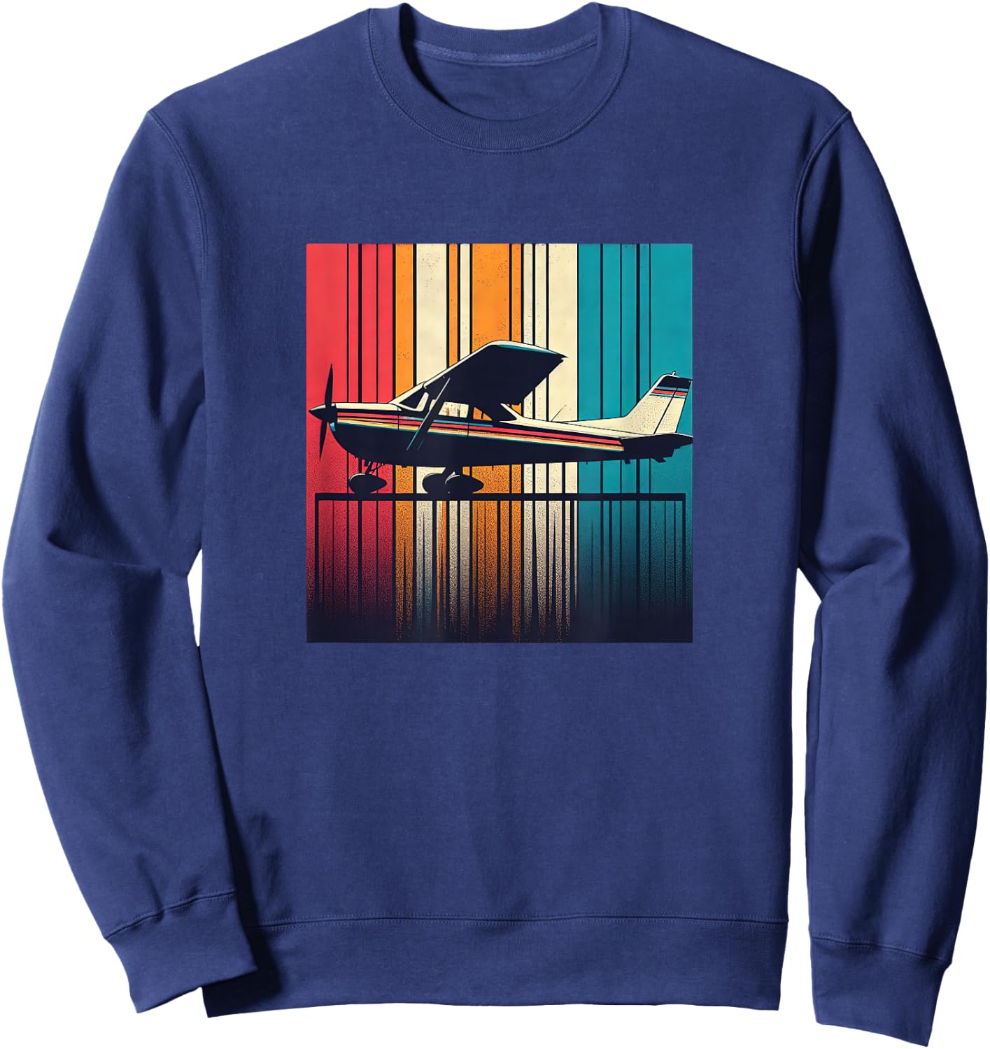 C-172 Skyhawk Vintage C172 Airplane Retro Sunset Pilot Sweatshirt - Sweatshirt | Navy