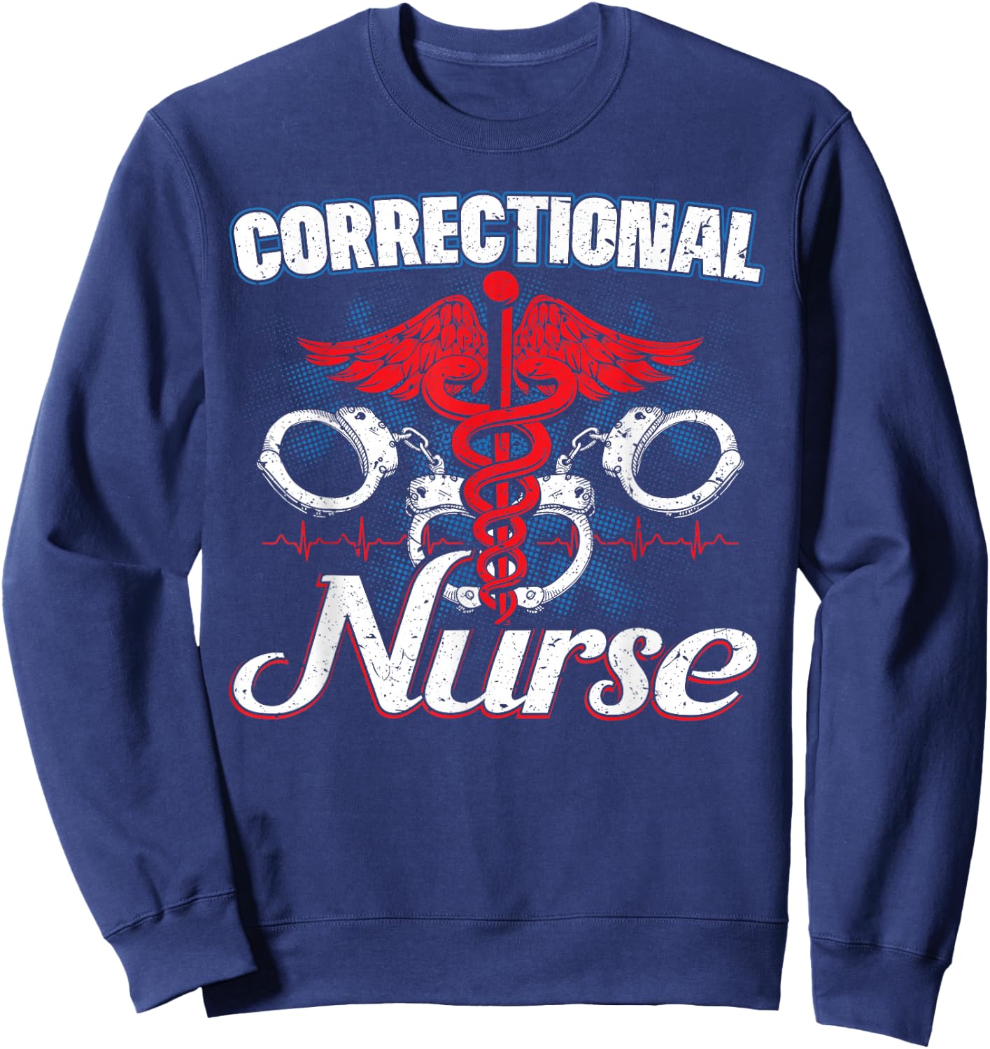 Custom Chimp Correction Officer Nursing Thin Silver Line - Adults in Law Enforcement or Medical Roles - Black, Short Sleeve, , Classic Fit, Small Sweatshirt - Sweatshirt | Navy