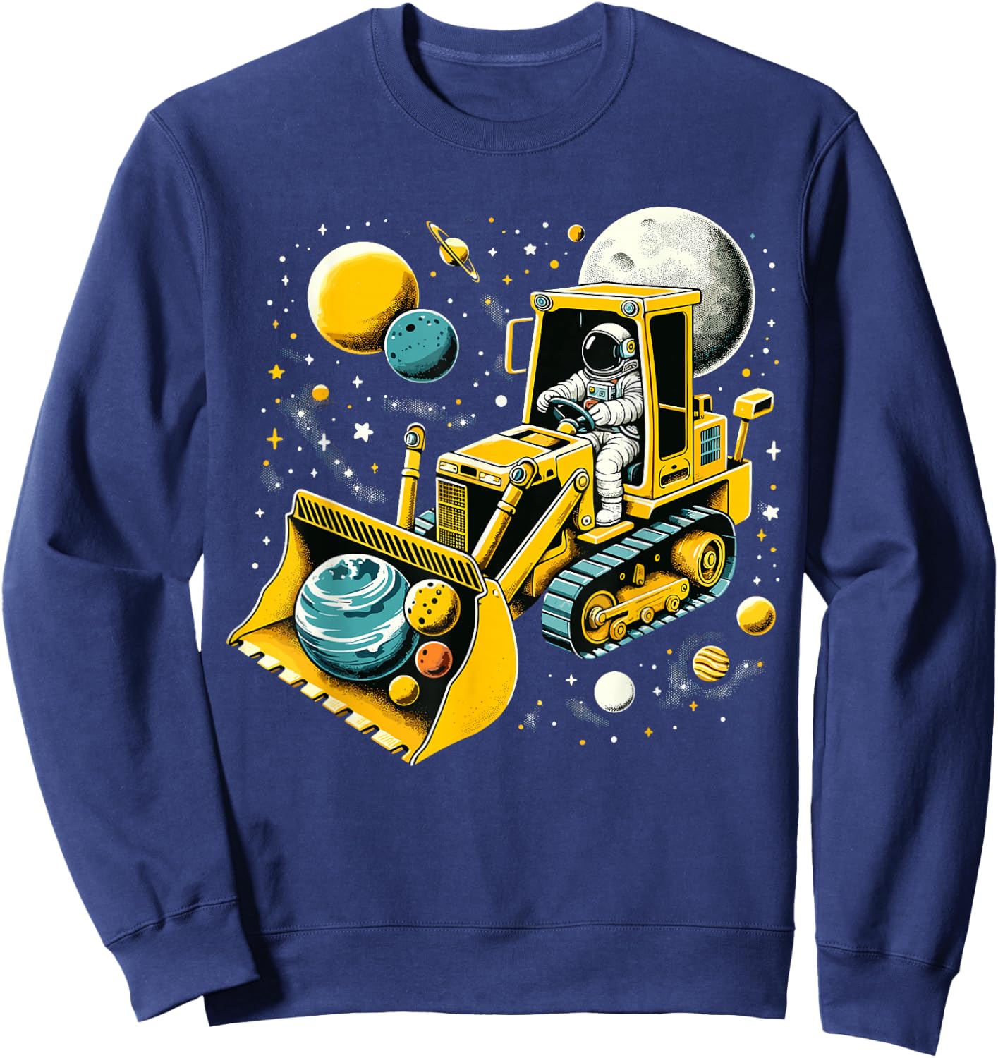 Astronaut Excavator in Space Planet Sweatshirt - Sweatshirt | Navy