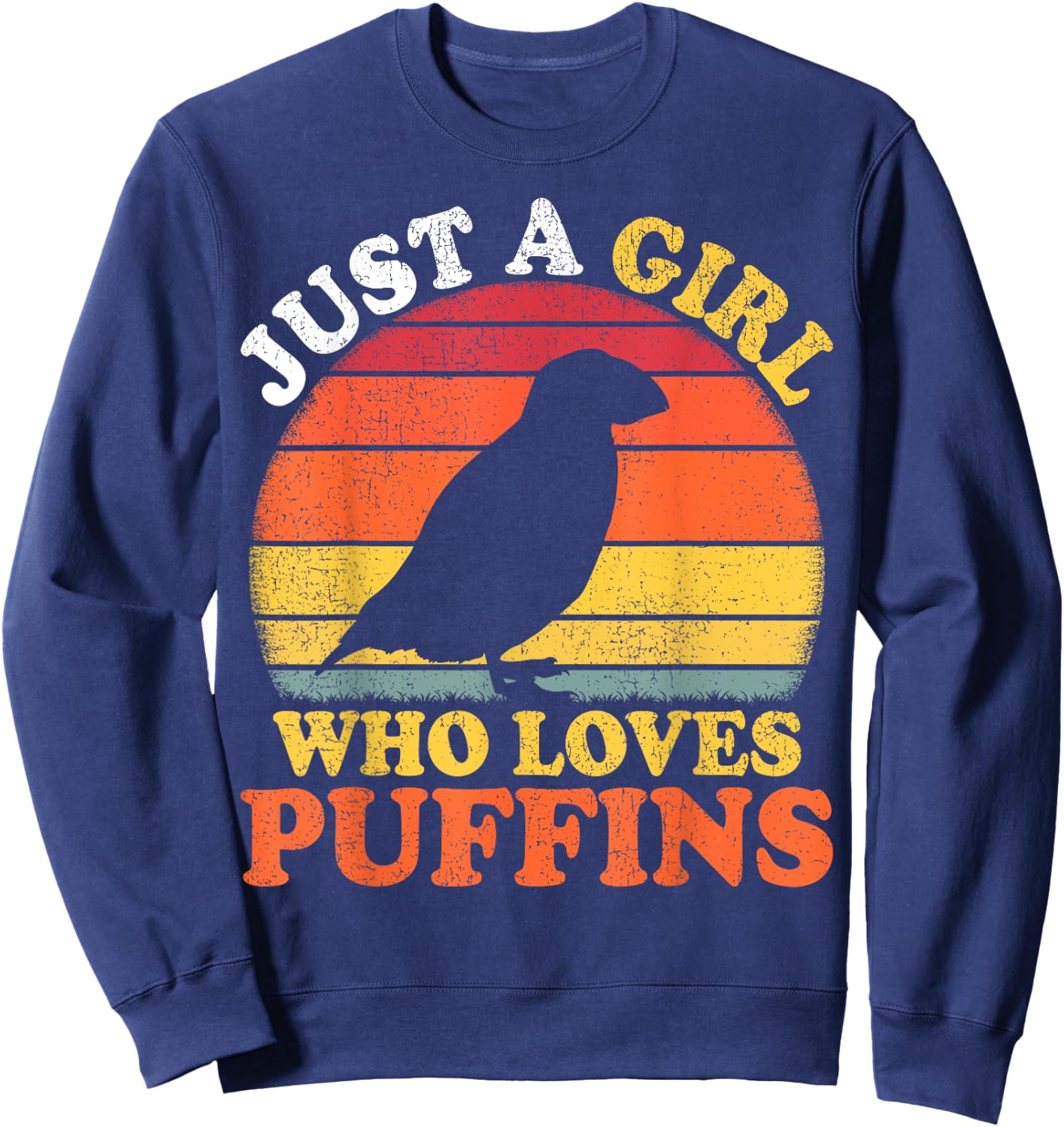 Puffin Bird Vintage Just A Girl Who Loves Puffins Sweatshirt - Sweatshirt | Navy