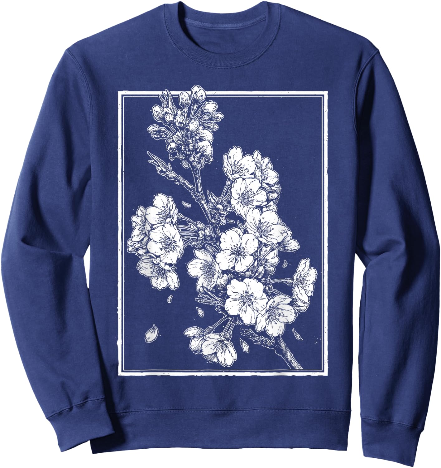 Japanese Cherry Blossom Sakura | Harajuku Grunge Anime Manga Sweatshirt - Sweatshirt | Navy