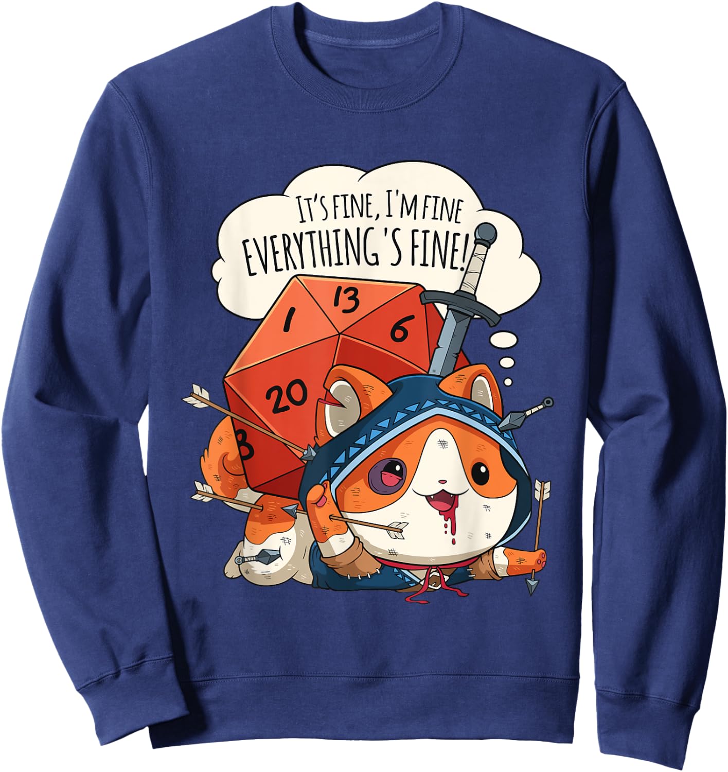 Funny Everything's Fine Cat Role Playing Game RPG Sweatshirt - Sweatshirt | Navy