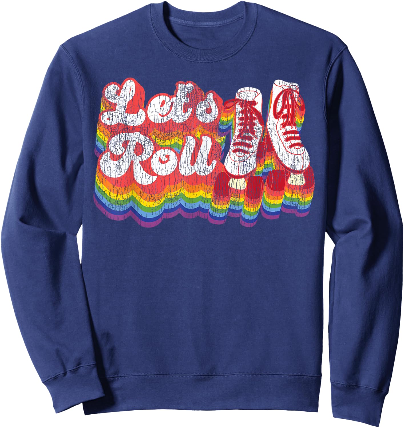 Cool Roller Skating Skate Girl 1970S Retro Sweatshirt - Sweatshirt | Navy
