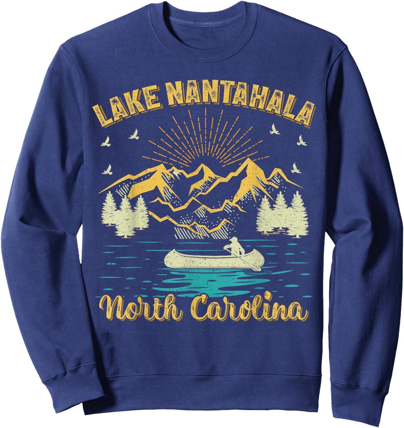 Summer Vacation Retro Mountain North Carolina Nantahala Lake Sweatshirt - Sweatshirt | Navy