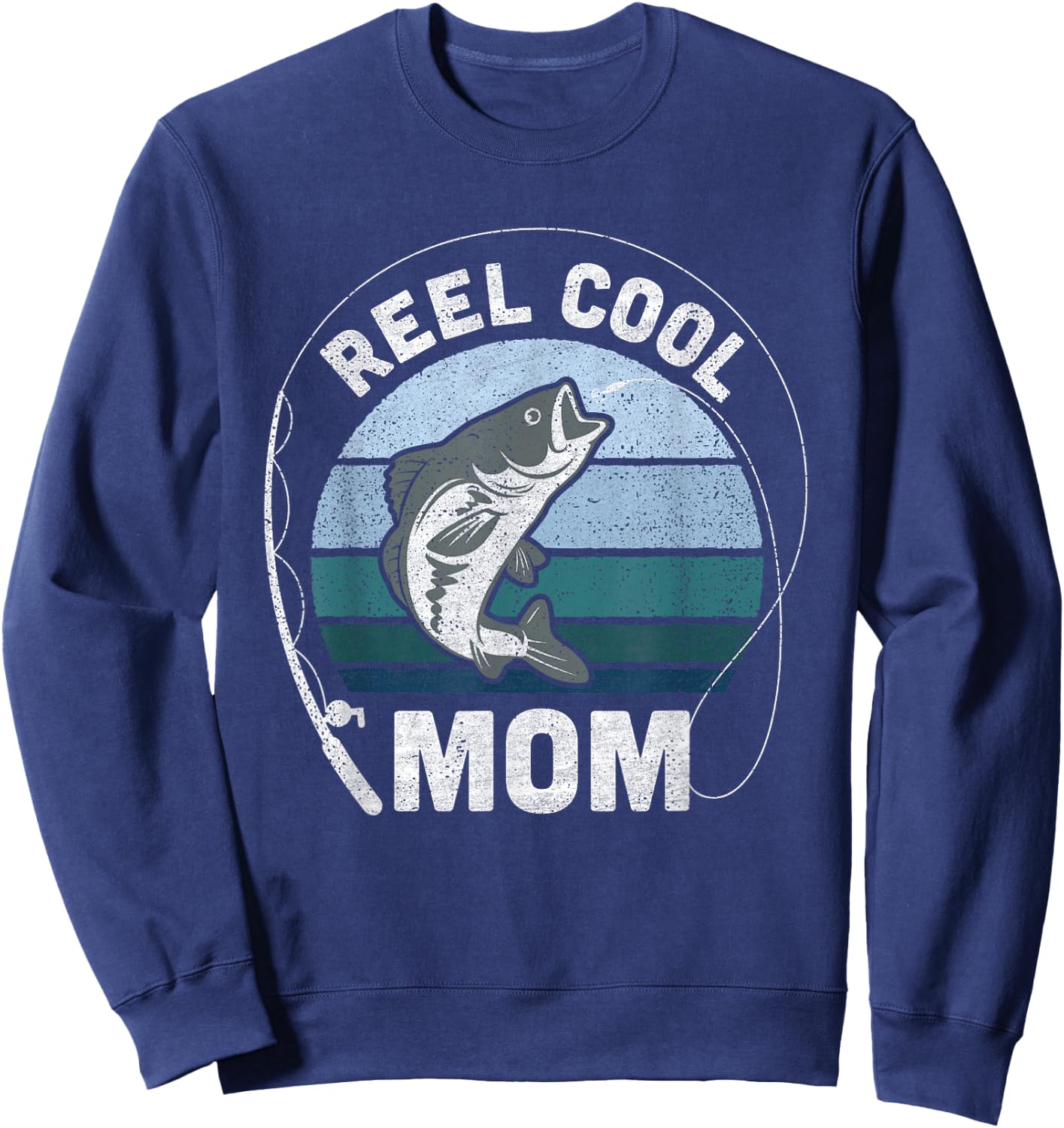Funny Reel Cool Mom Fishing Mothers Day Sweatshirt - Sweatshirt | Navy