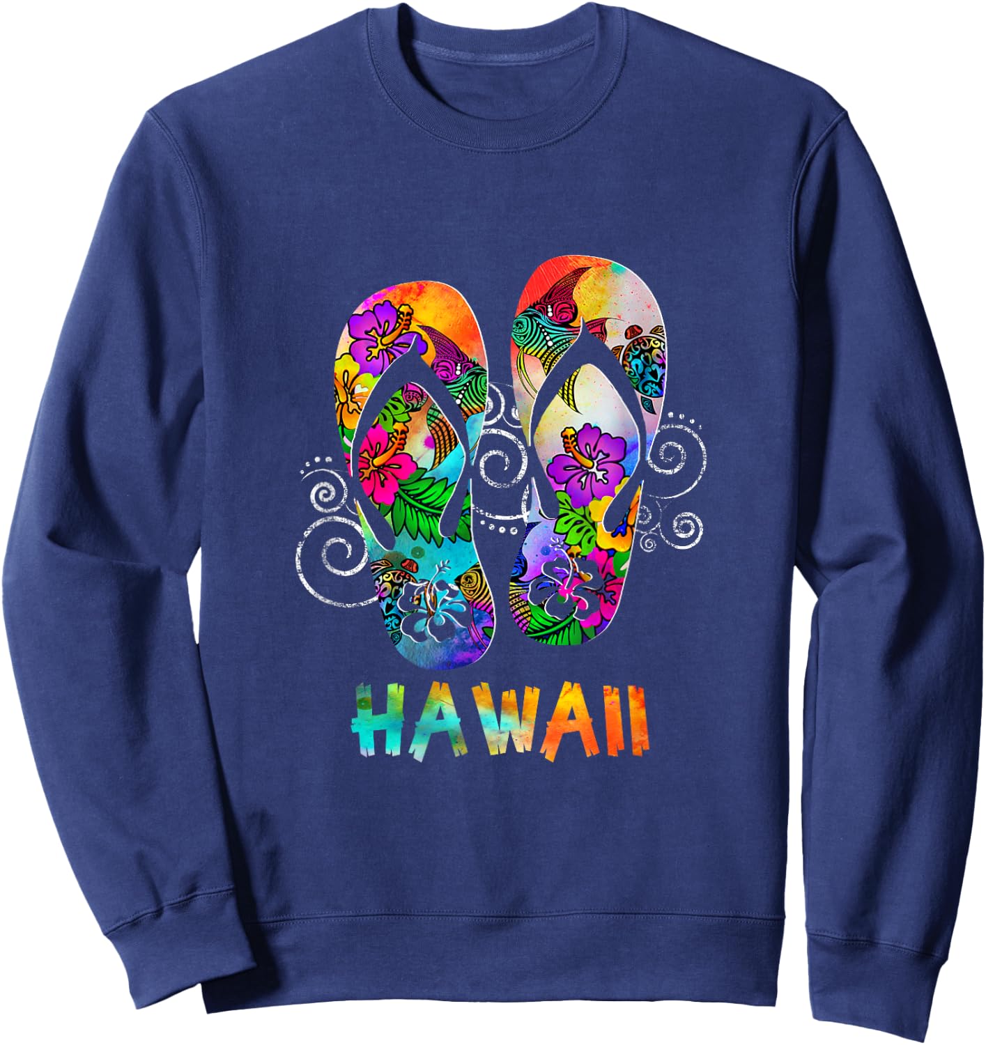 Cute Hawaii Beach Flipflops Hawaiian Island Cruise Vacay Sweatshirt - Sweatshirt | Navy