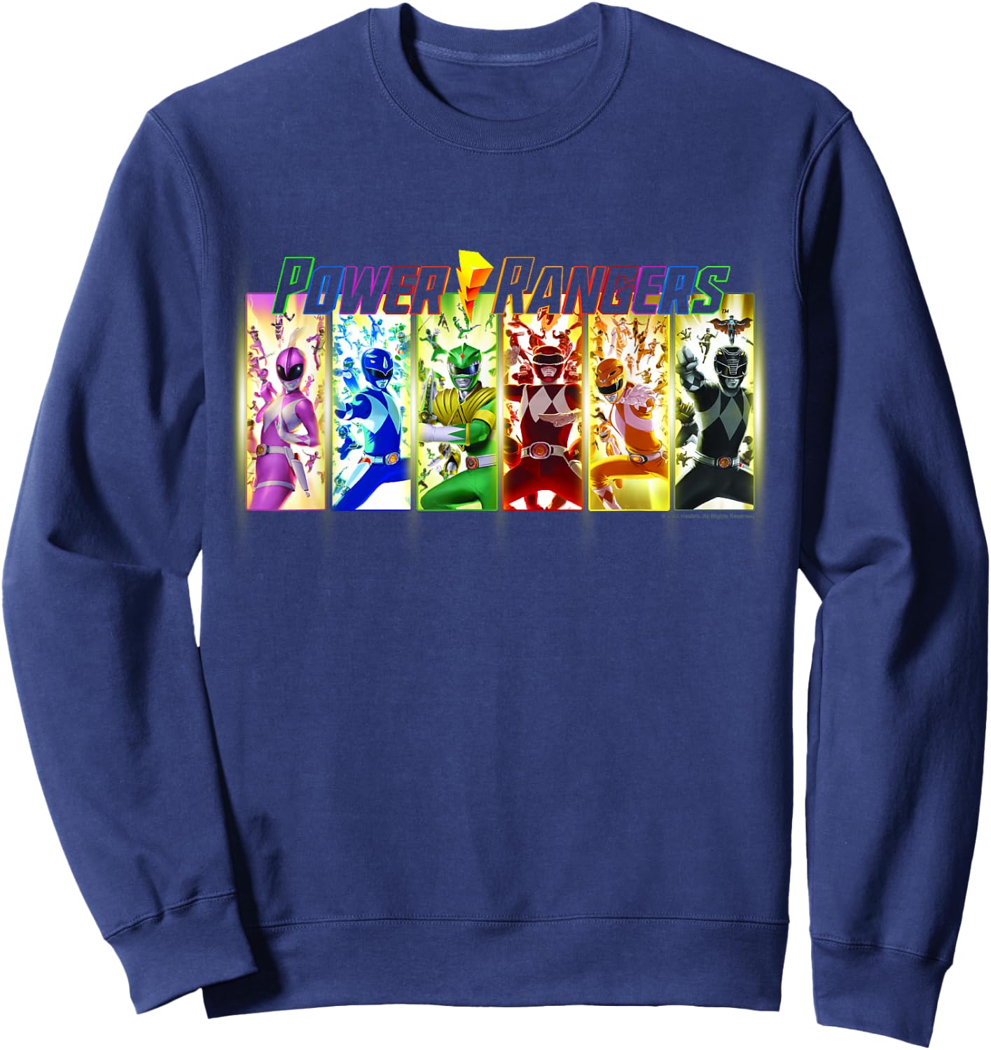 Power Rangers Action Lightning Rainbow Panel Portraits Sweatshirt - Sweatshirt | Navy