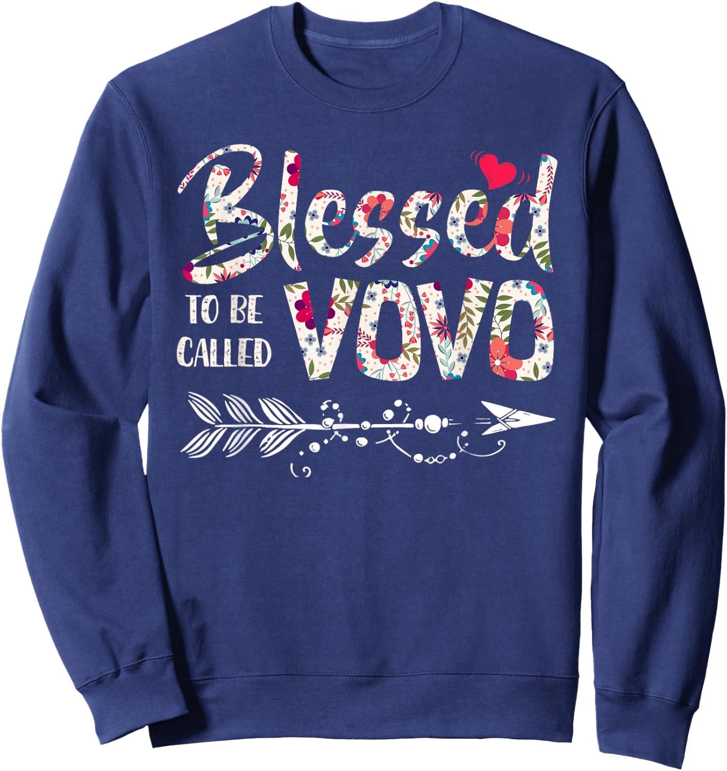 Blessed To Be Called VoVo T Shirt Gift Floral VoVo Sweatshirt - Sweatshirt | Navy