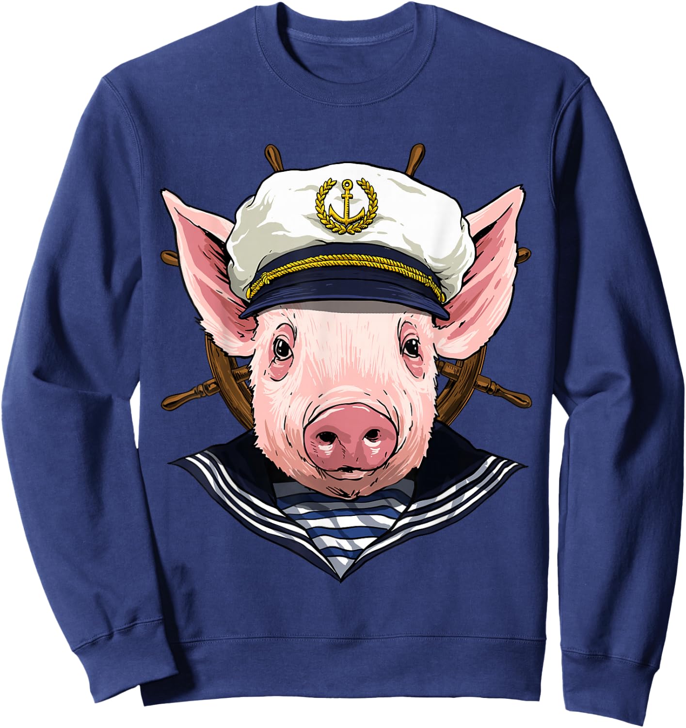 Pig Sailor Boat Captain Farmer Pig Farm Animal Sweatshirt - Sweatshirt | Navy