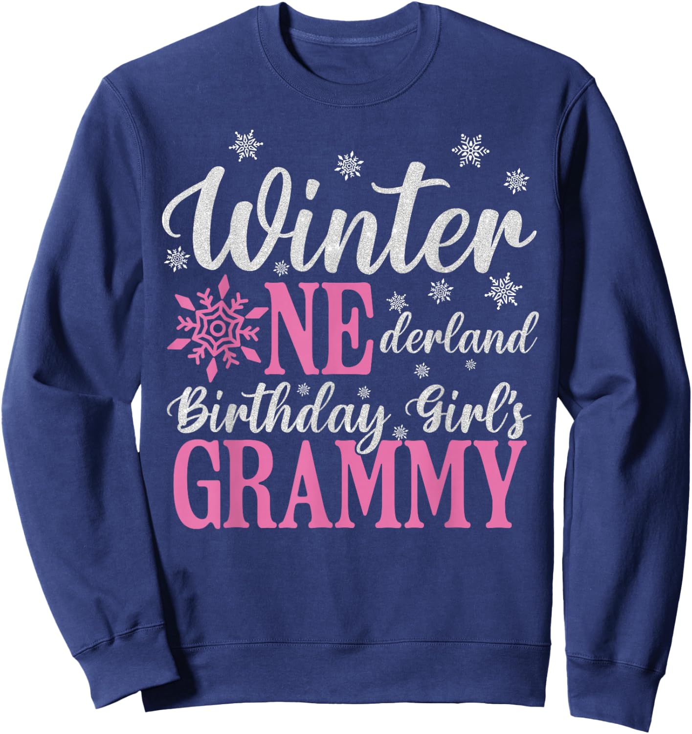 Grammy Pink Winter Onederland 1st Birthday Girl Snowflake Sweatshirt - Sweatshirt | Navy