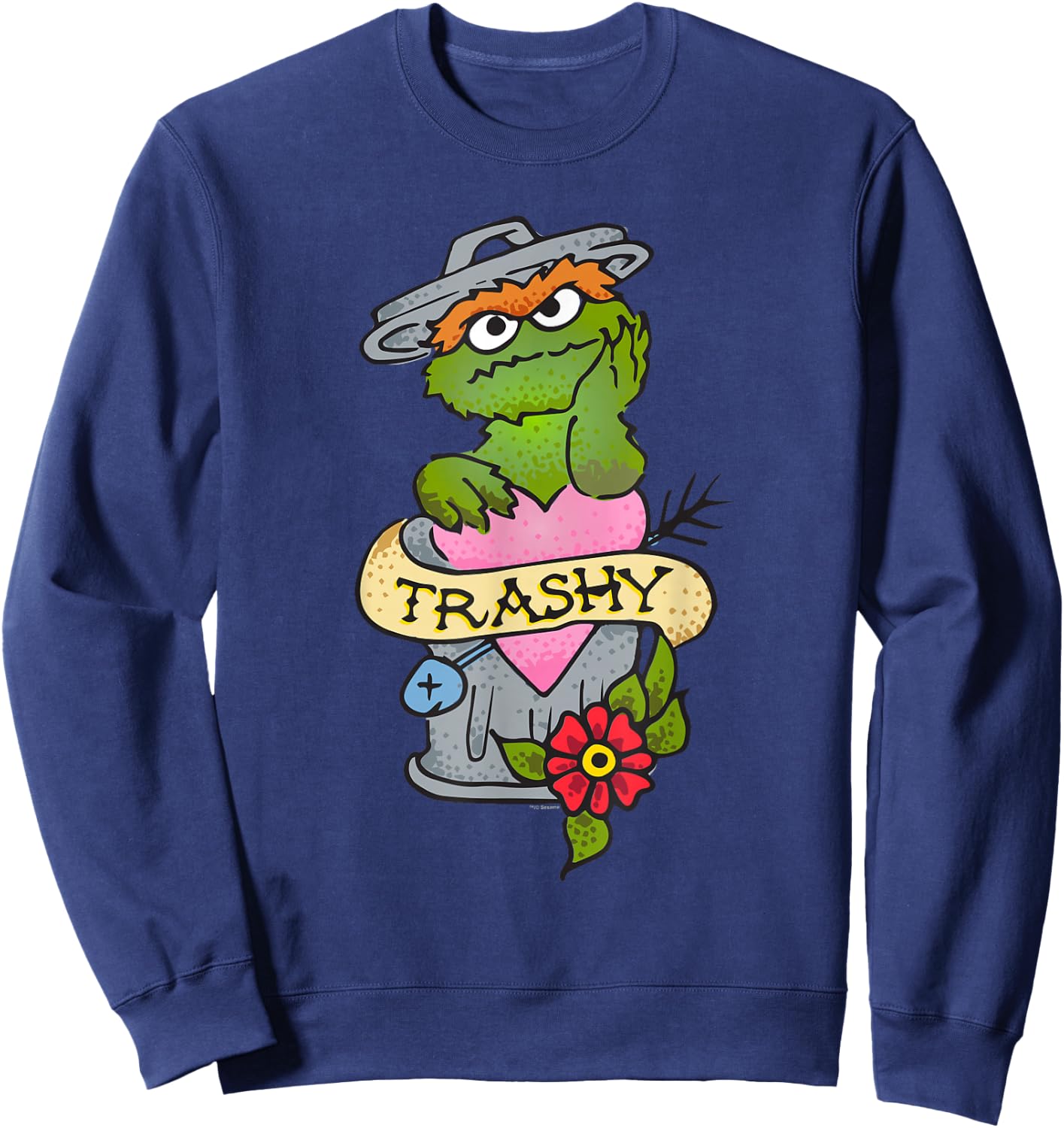 Sesame Street Oscar The Grouch Trashy Tattoo Sweatshirt - Sweatshirt | Navy
