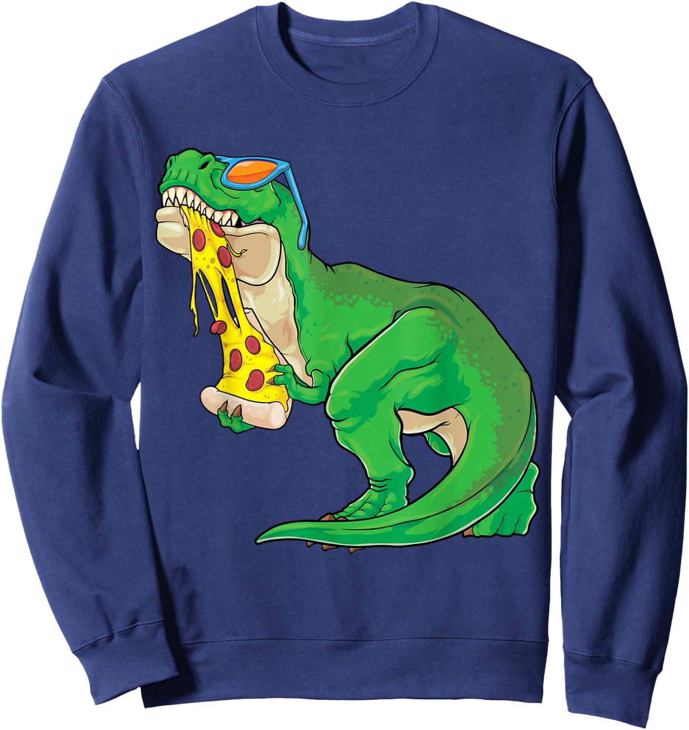 Dinosaur Eating Pizza Pizzasaurus T Rex Men Boys Kids Sweatshirt - Sweatshirt | Navy