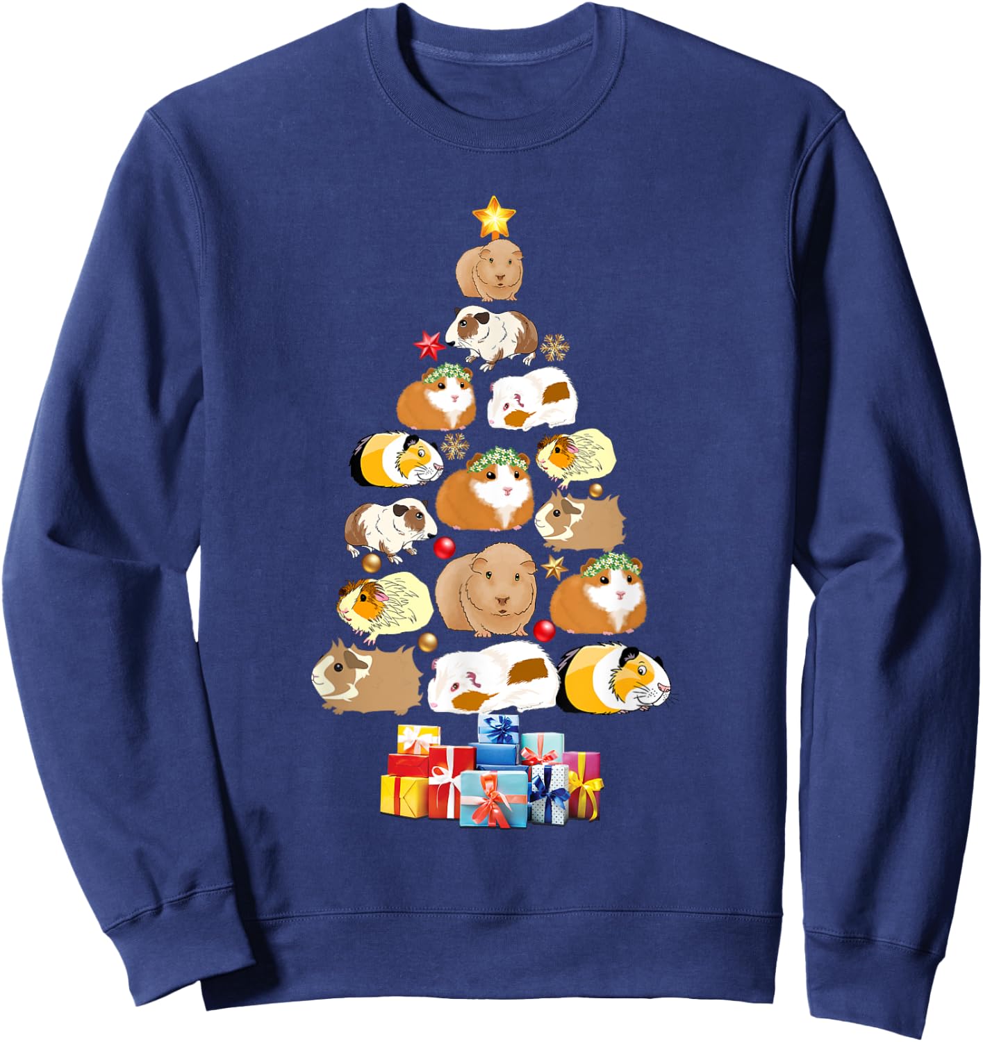 Tree Guinea Pig Christmas Animals Lovers Xmas Pajamas Gifts Sweatshirt - Sweatshirt | Navy