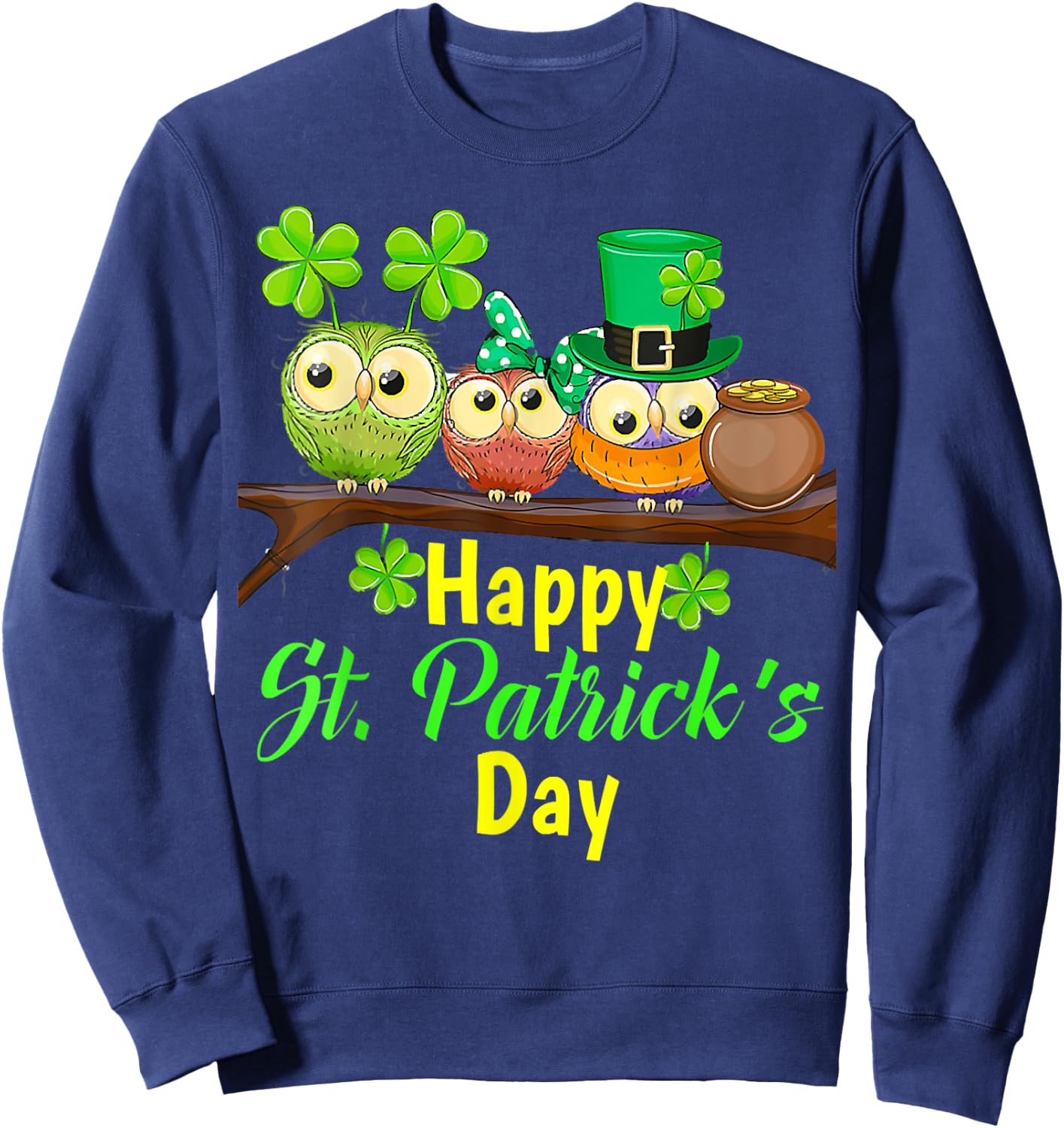 Owl Leprechaun, Happy St Patrick's Day, Matching Family Sweatshirt - Sweatshirt | Navy