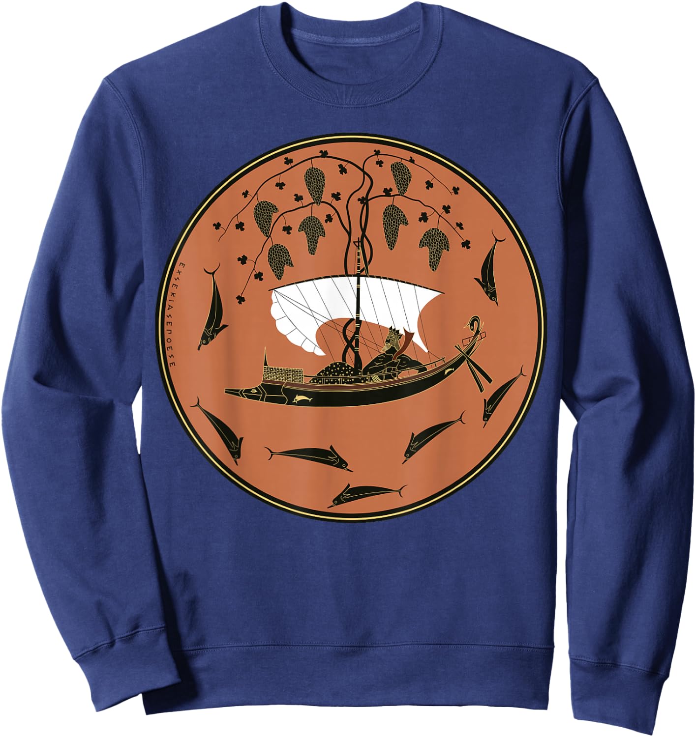 Dionysus Cup: Ancient Greek Art (Kylix by Exekias) Sweatshirt - Sweatshirt | Navy