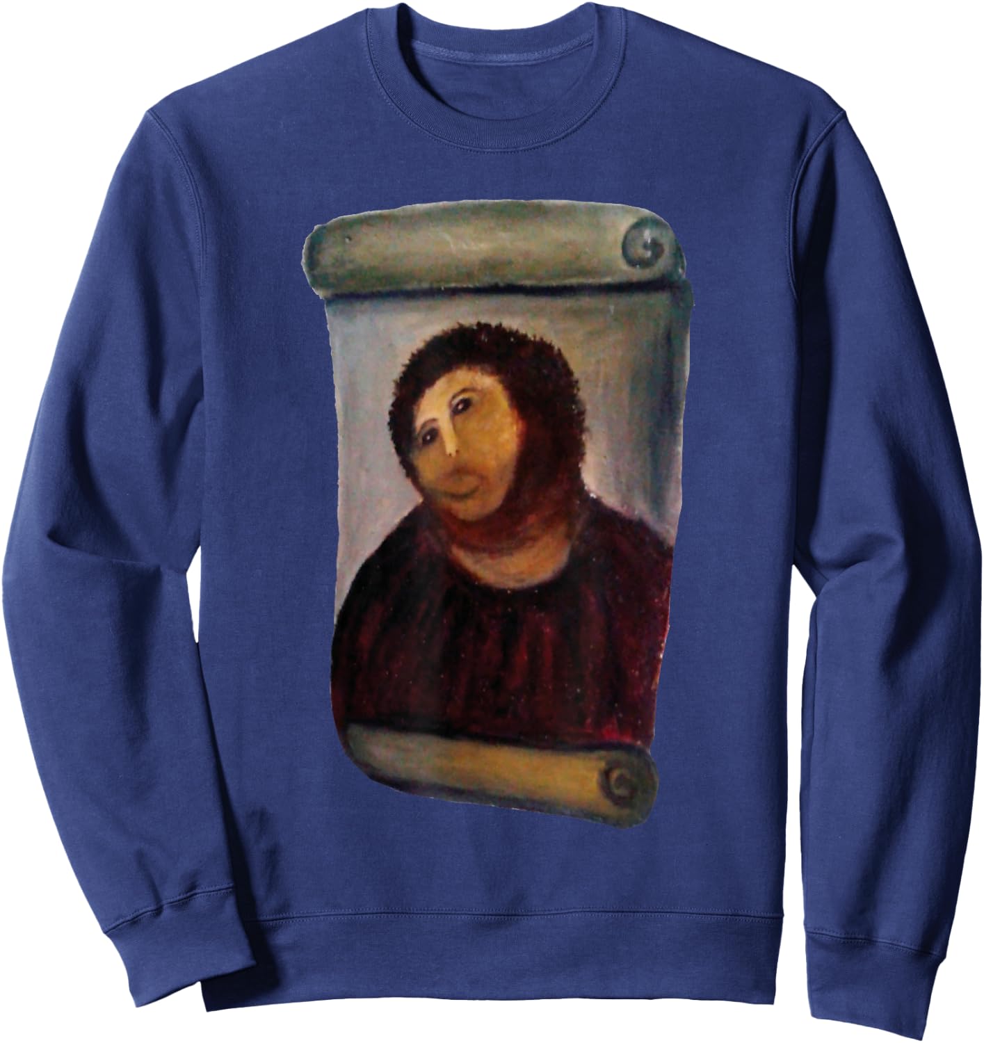 Art Banana Funny Cool : Ecce Homo Cecilia Graphic, Jesus, Dark Red, , X-Small, Black, Short Sleeve, Cotton 60% Polyester 40% Sweatshirt - Sweatshirt | Navy