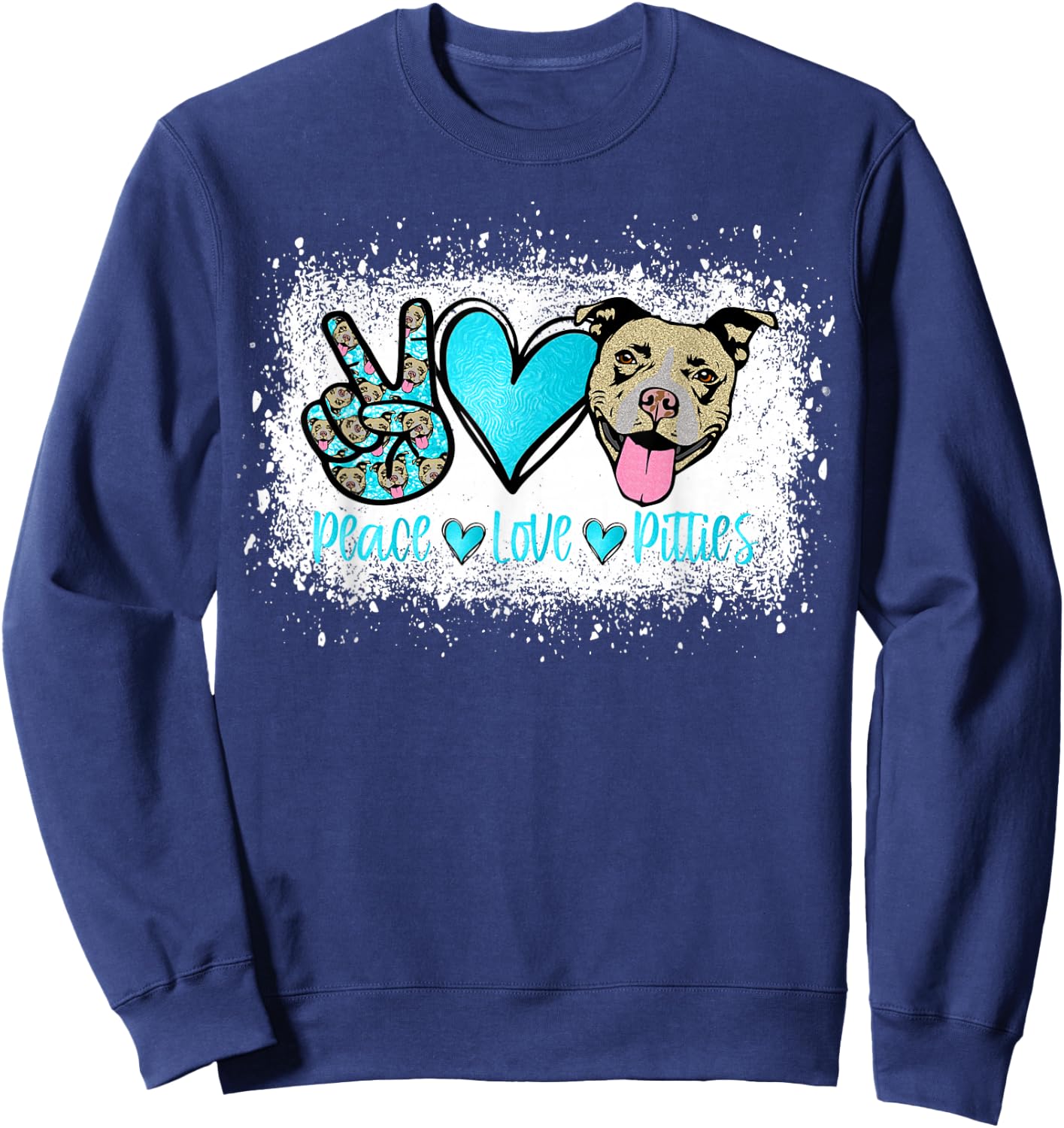 Peace Love Pitties Pitbull Lover Pet Owner Fur Mama Dog Mom Women Sweatshirt - Sweatshirt | Navy