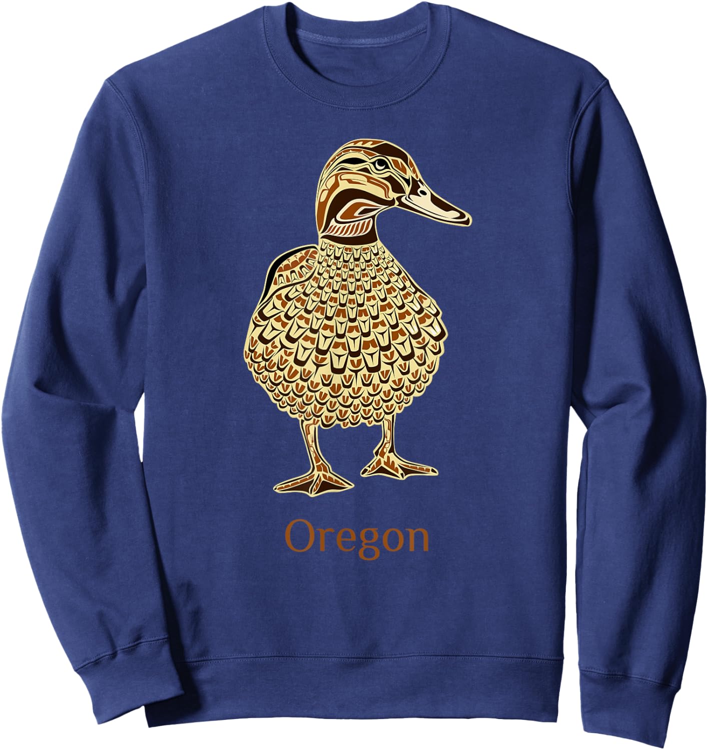 Oregon Mallard Duck Bird Lover Native American Style Birding Sweatshirt - Sweatshirt | Navy