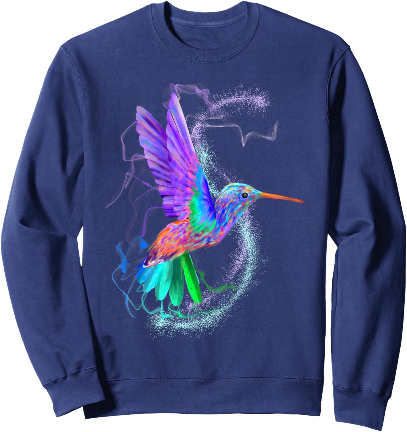 Colorful Rainbow Hummingbird Spring Garden Bird Summer Shirt Men Women Kids Sweatshirt - Sweatshirt | Navy