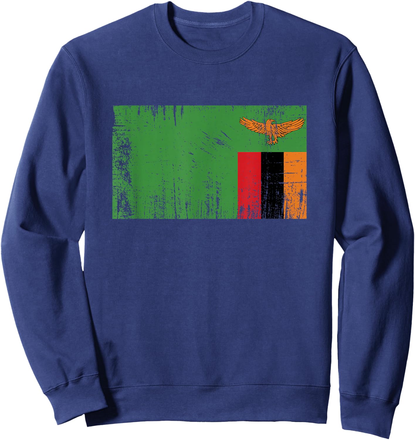 Retro Vintage Zambian Banner Flag Zambia Fan Sweatshirt - Sweatshirt | Navy