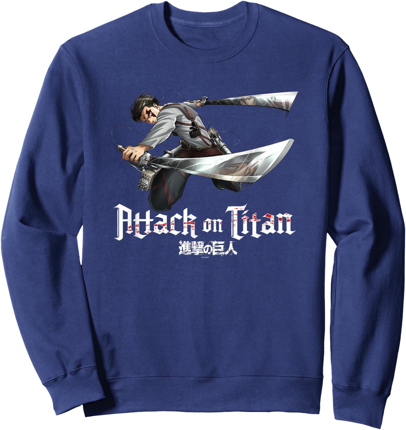 Attack on Titan Season 3 Levi Jump Attack Anime Sweatshirt - Sweatshirt | Navy
