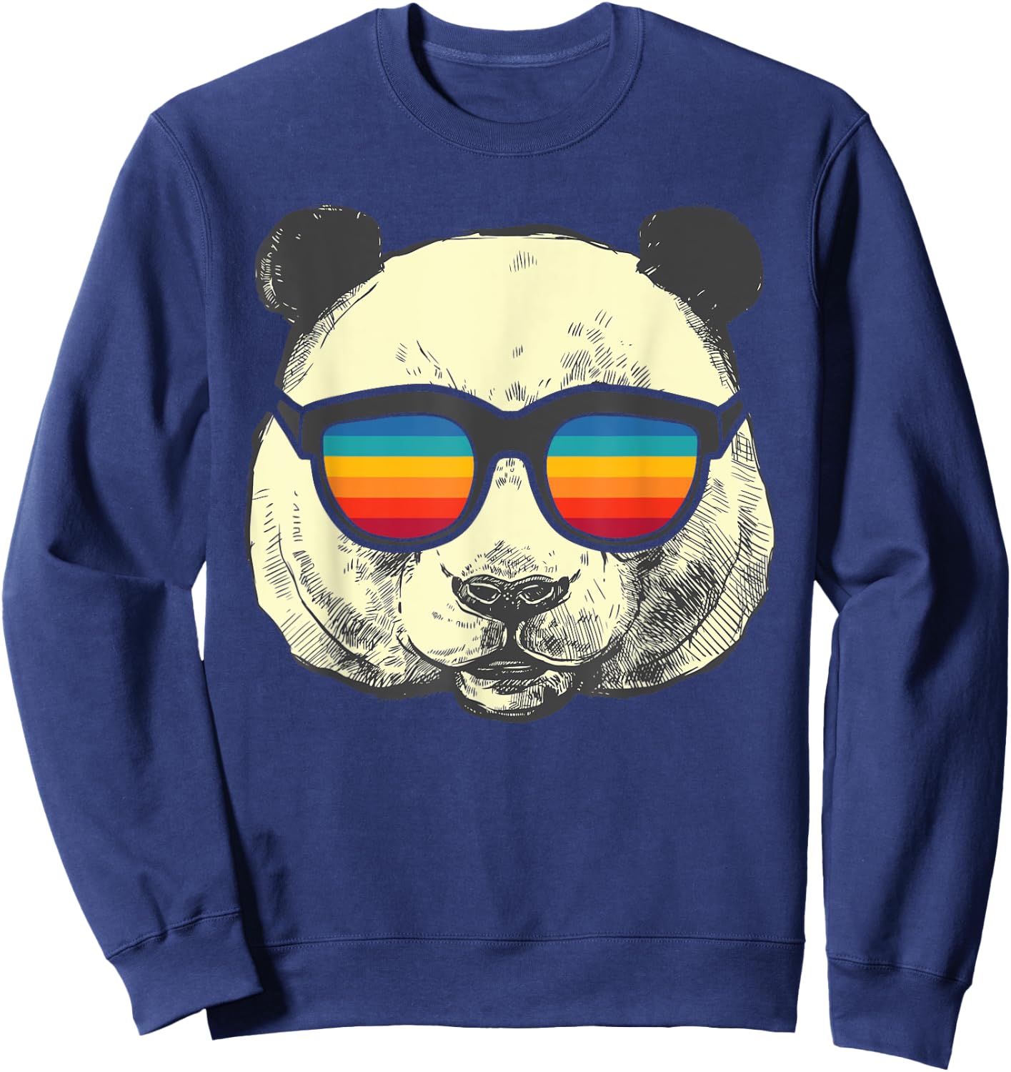 Retro Panda With Sunglasses Sweatshirt - Sweatshirt | Navy