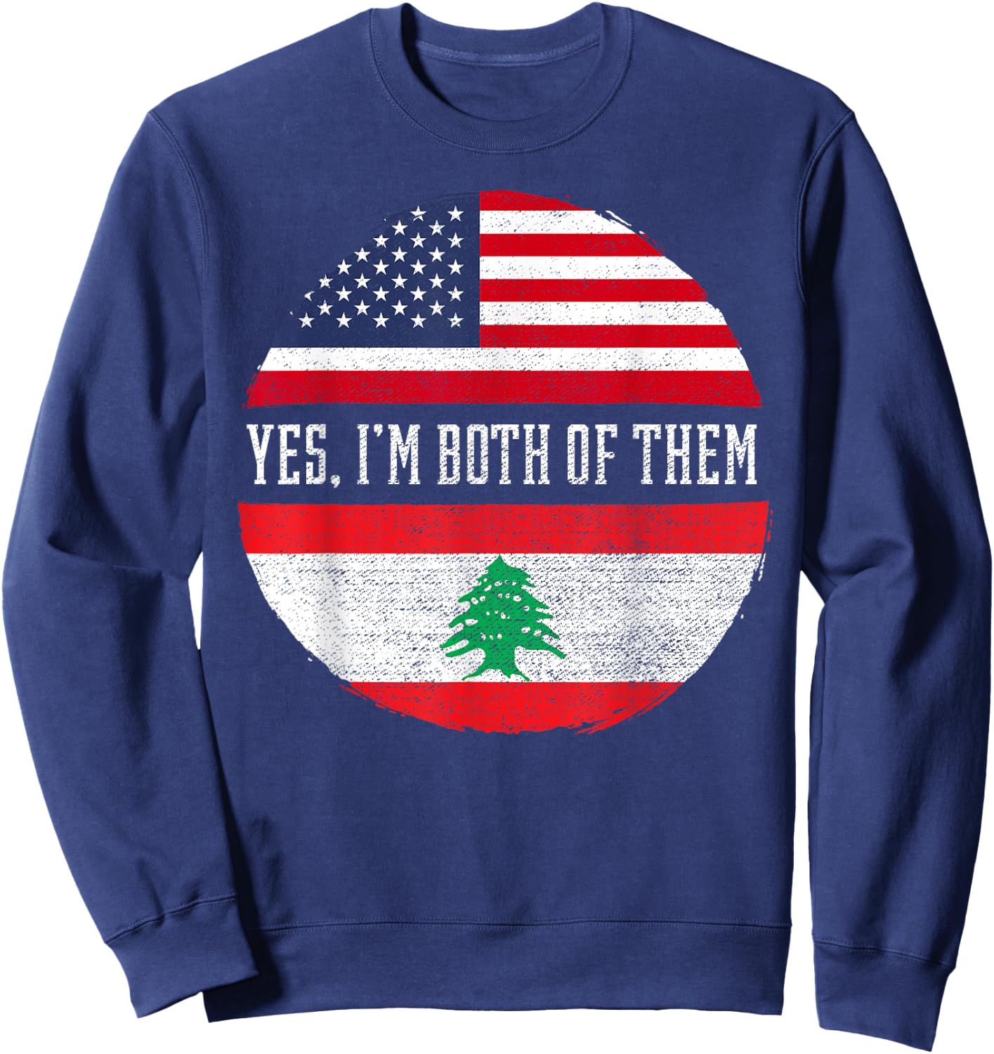 Half American Half Lebanese USA Flag Lebanon Heritage DNA Kids Men Sweatshirt - Sweatshirt | Navy