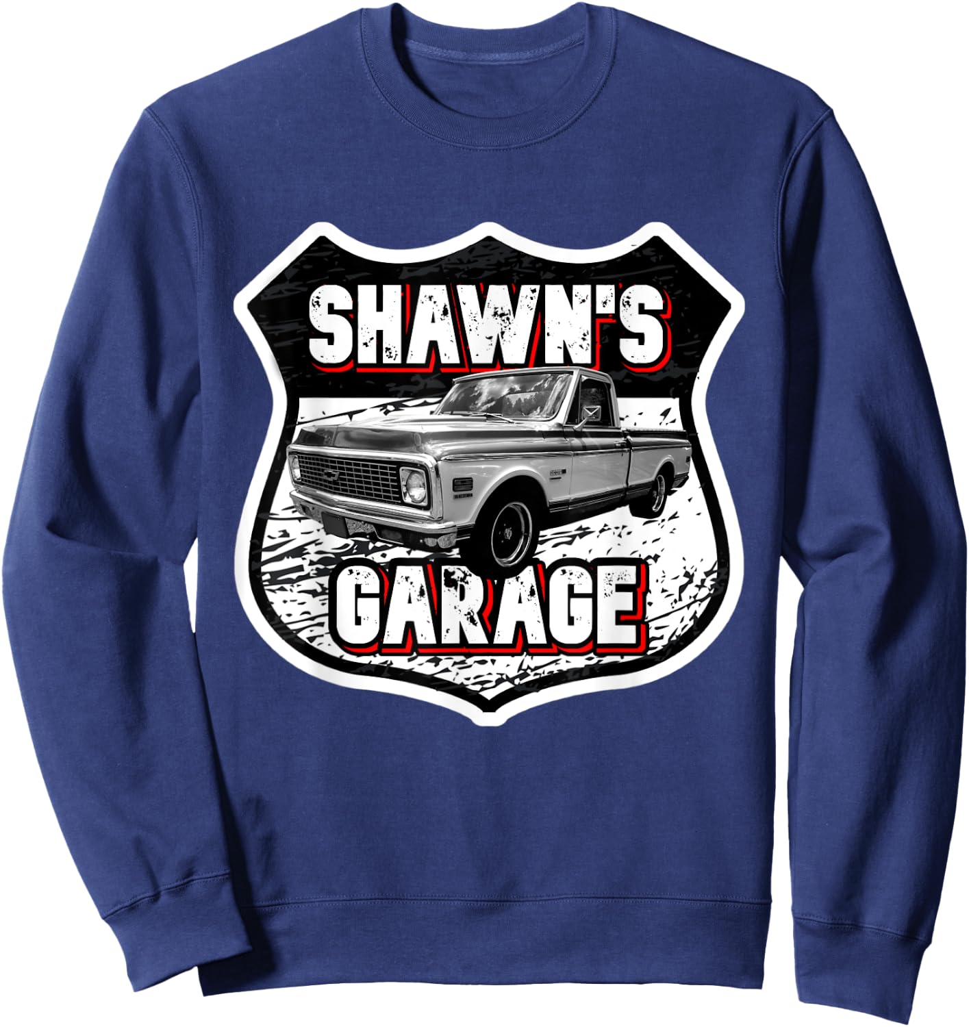 Shawn's Garage Classic Car Truck Custom Shawn Shawns Garage Sweatshirt - Sweatshirt | Navy