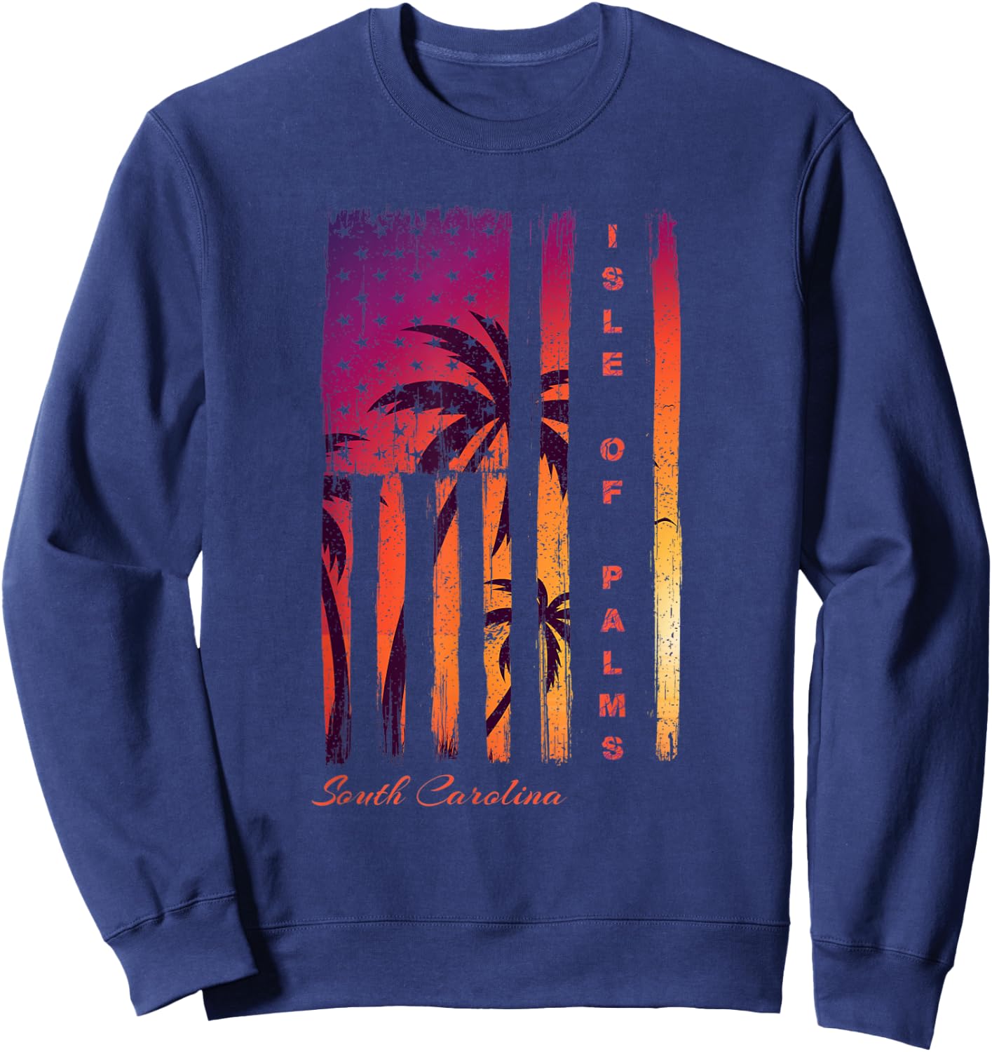Isle of Palms South Carolina Distressed Retro USA Flag IOP Kids Men Sweatshirt - Sweatshirt | Navy