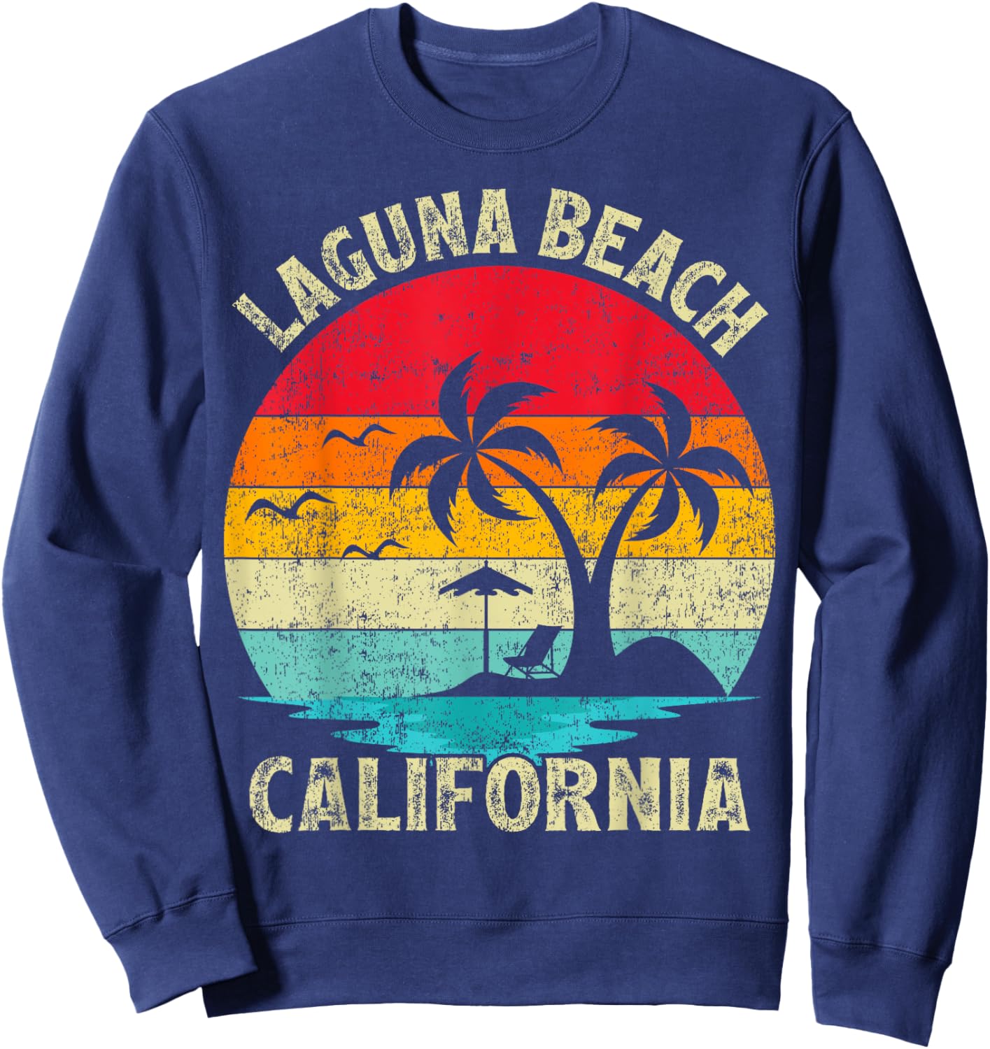 Family Vacation Vintage Retro California Laguna Beach Sweatshirt - Sweatshirt | Navy