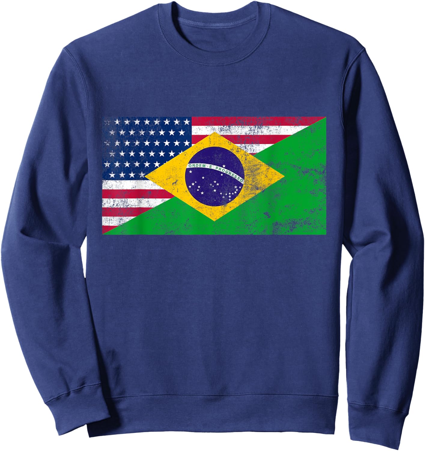 Brazil Shirt Brasil Soccer USA America Flag Jersey Men Women Sweatshirt - Sweatshirt | Navy