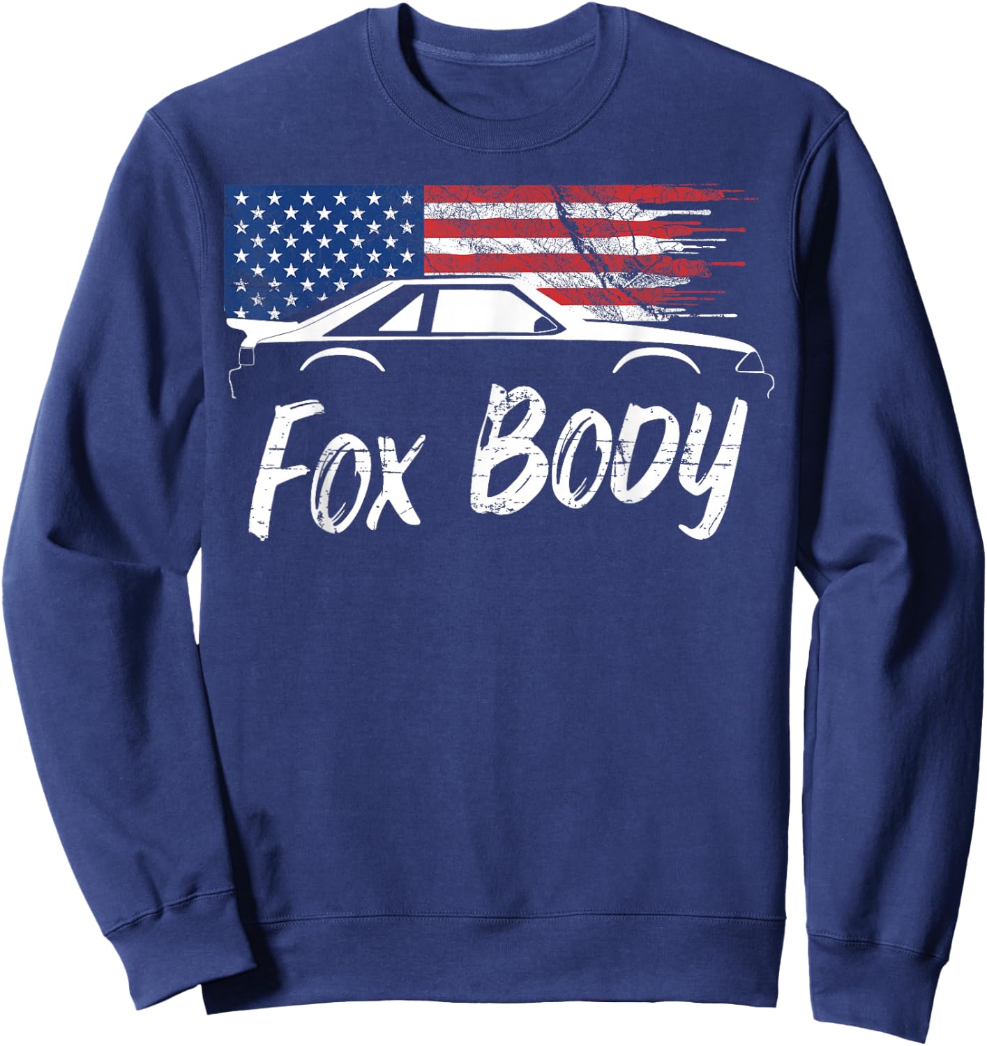Foxbody 5.0 American Flag Stang Muscle Car Sweatshirt - Sweatshirt | Navy