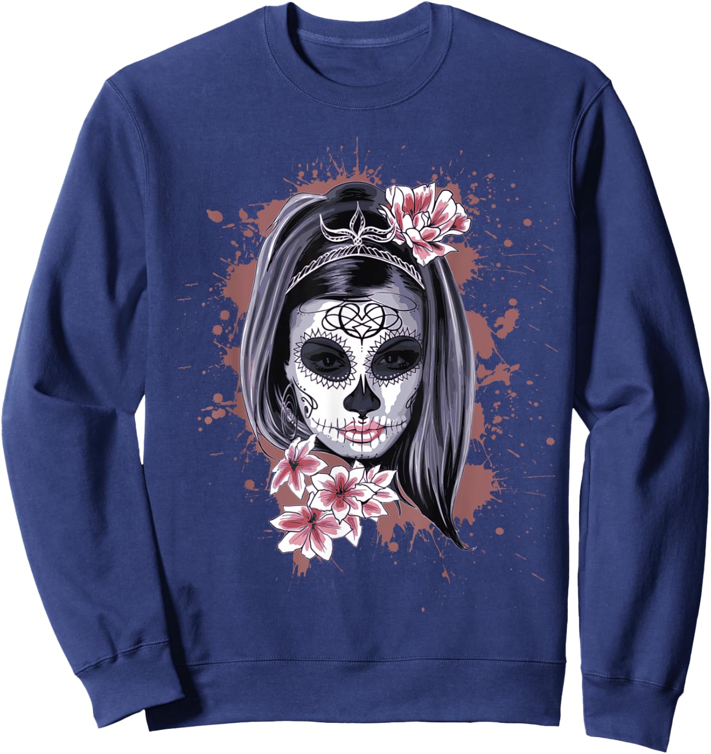 La Calavera Catrina Halloween Candy Sugar Skull Girl Sweatshirt - Sweatshirt | Navy
