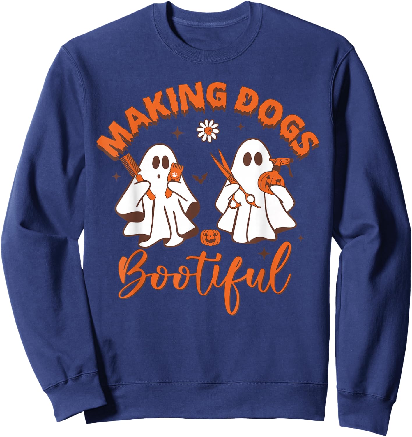 Making Dogs Bootiful Funny Dog Groomer Halloween Sweatshirt - Sweatshirt | Navy