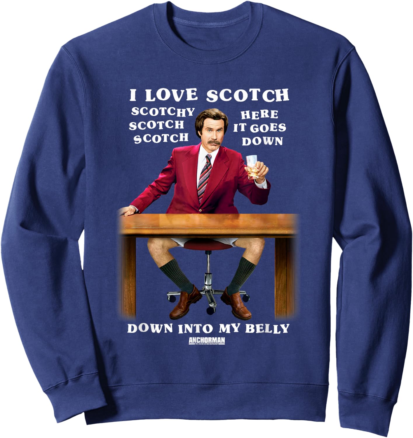 Anchorman Ron I Love Scotch Sweatshirt - Sweatshirt | Navy