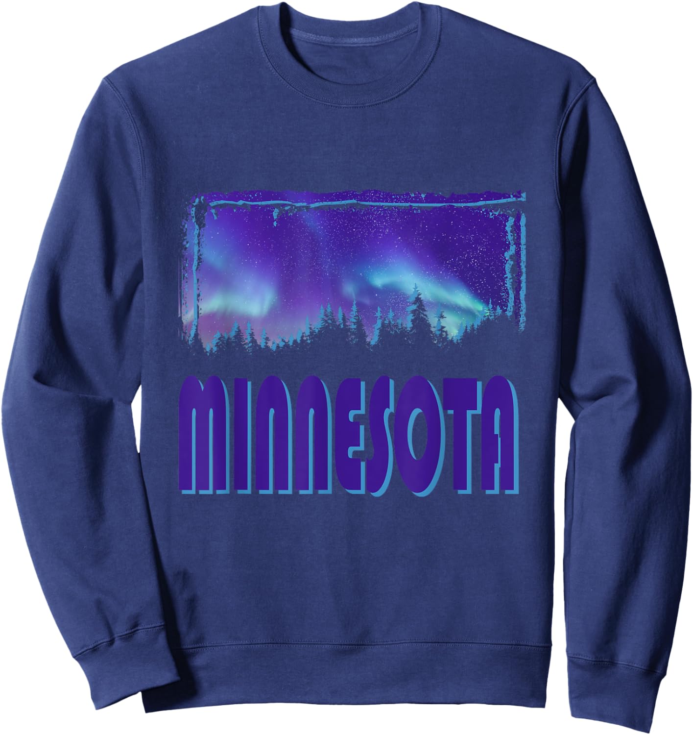 Minnesota - Northern Lights - Aurora Borealis - Night Stars Sweatshirt - Sweatshirt | Navy