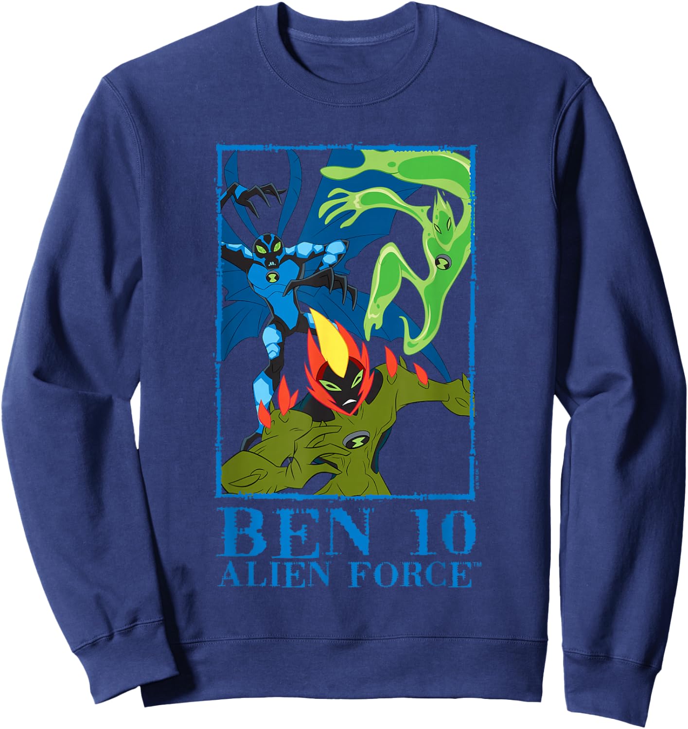 Ben 10: Alien Force Big Chill Swampfire & Goop Epic Poster Sweatshirt - Sweatshirt | Navy