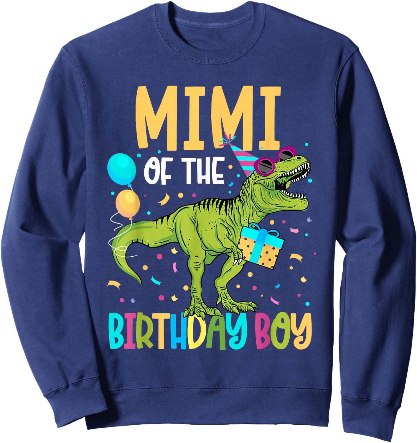 Mimi Of The Birthday Boy Family Matching Dinosaur Squad Sweatshirt - Sweatshirt | Navy