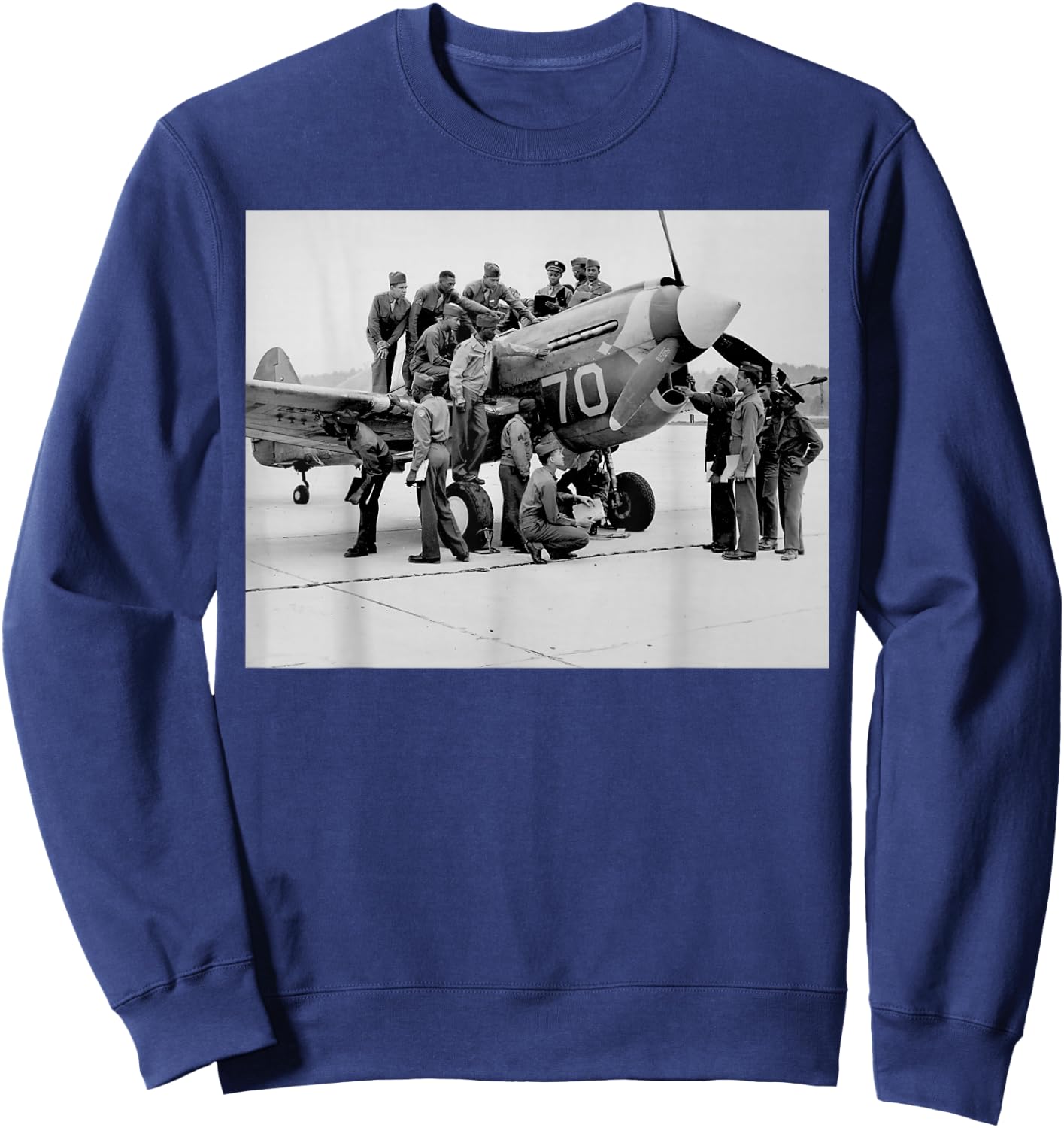 Vintage Tuskegee Pilots USA Black History World War 2 Airmen Sweatshirt - Sweatshirt | Navy