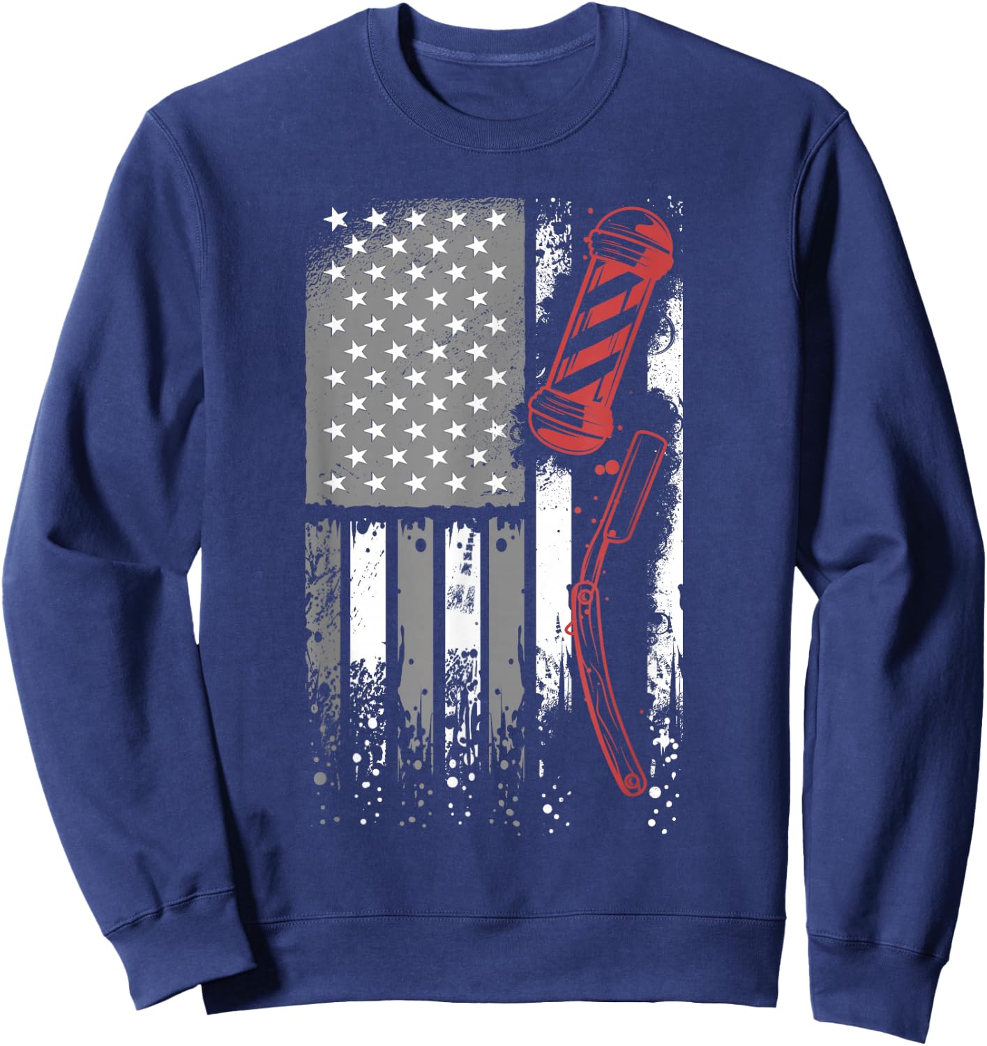 Barber USA Flag Hairdresser - Coiffeur Barbershop Barber Sweatshirt - Sweatshirt | Navy