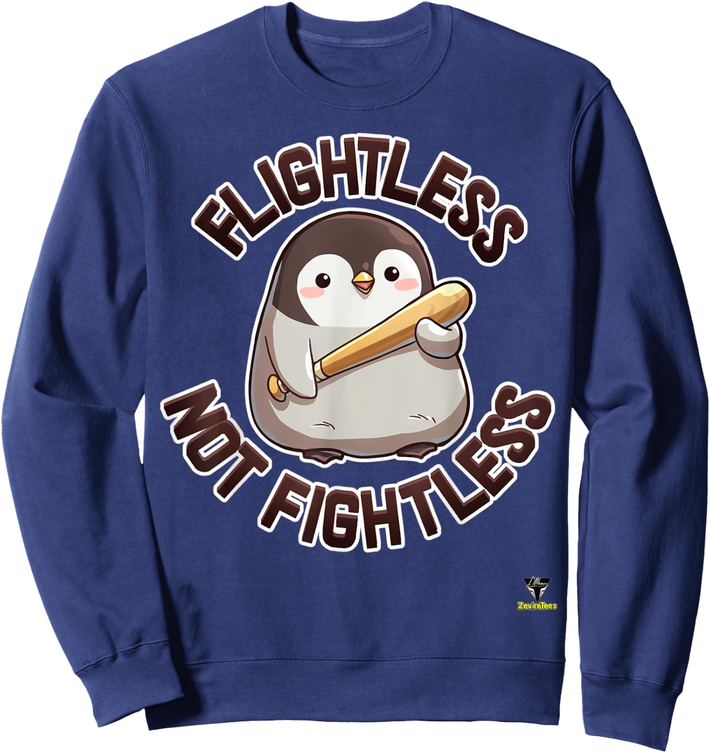 Flightless not Fightless - a menacing penguin Sweatshirt - Sweatshirt | Navy
