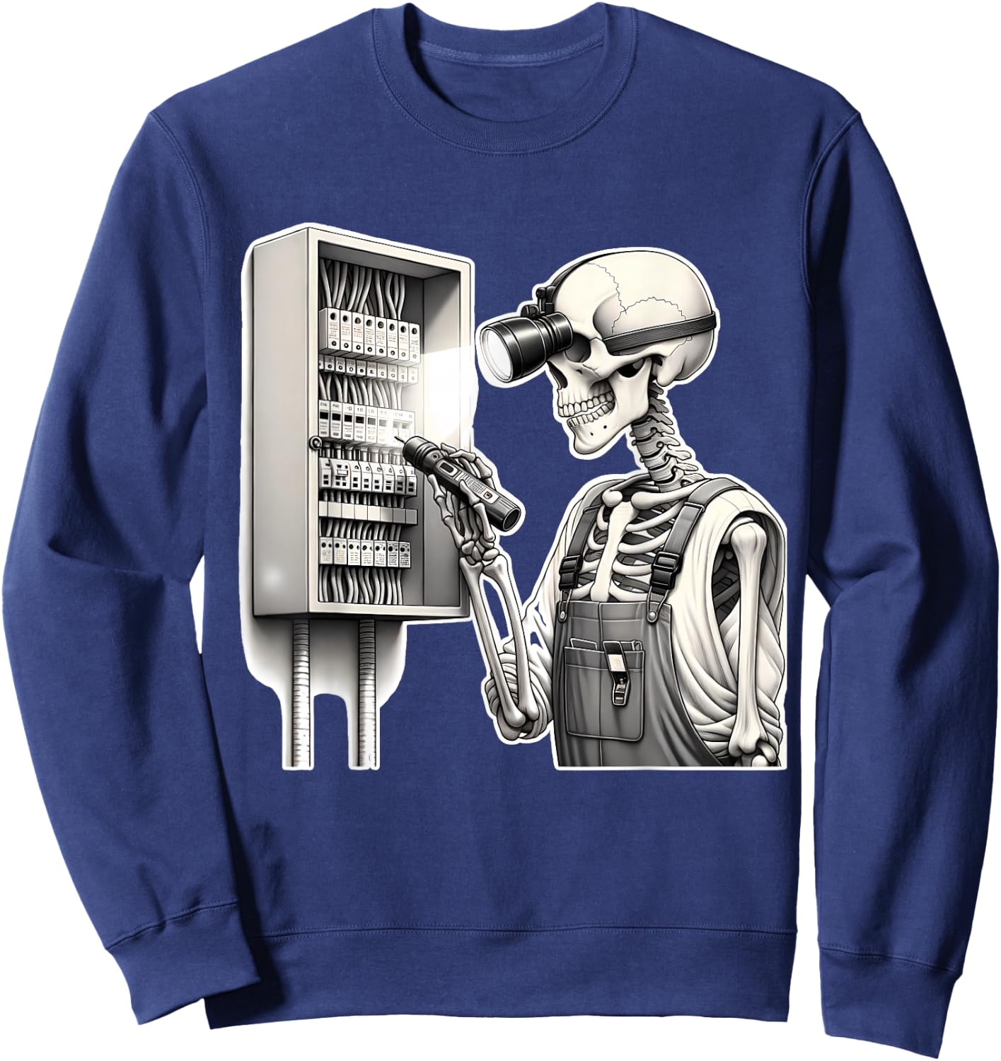 Halloween Skeleton Electrician Sweatshirt - Sweatshirt | Navy