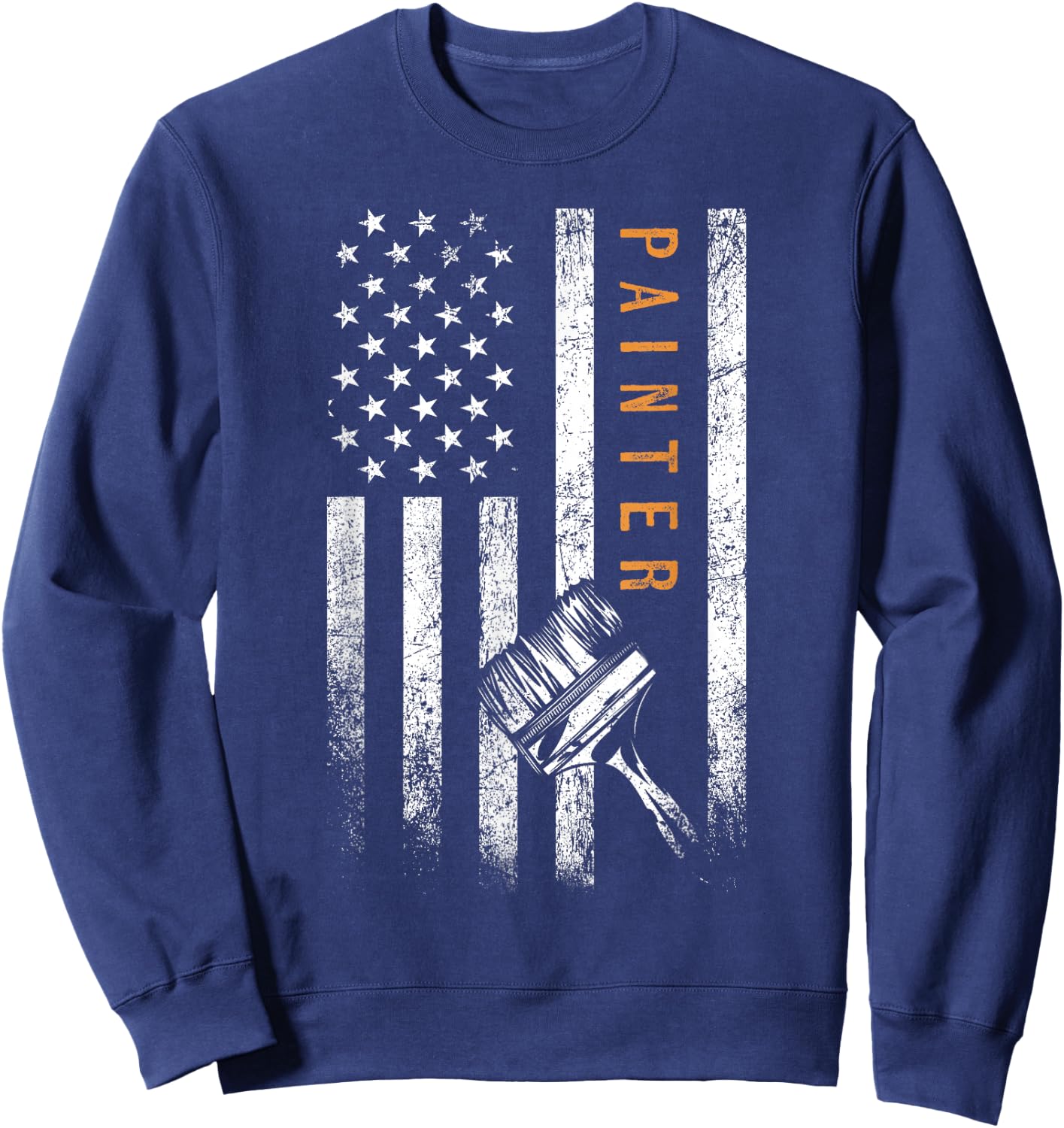 Painter American Flag Design Painting Sweatshirt - Sweatshirt | Navy