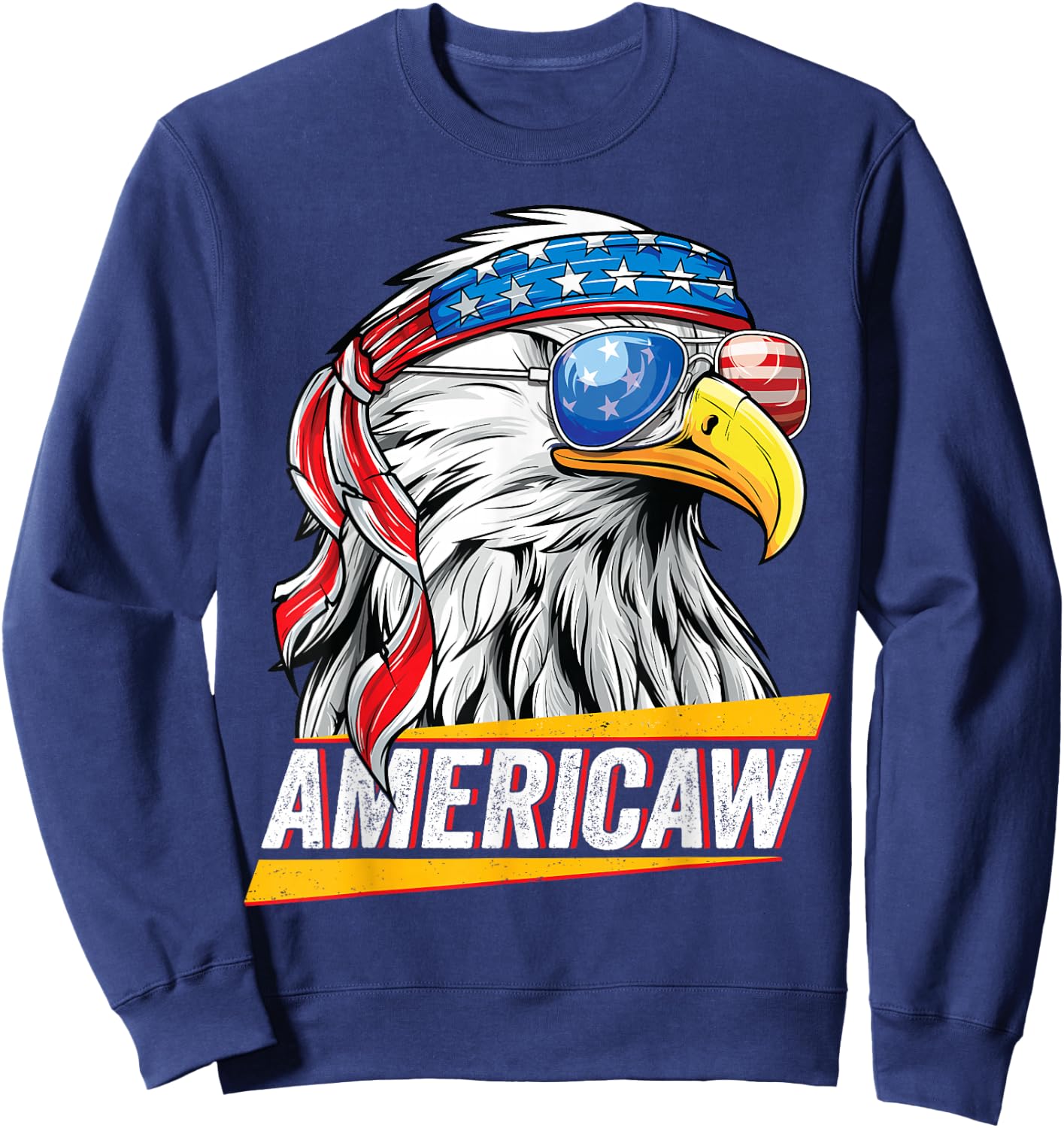 Bald Eagle Americaw American Flag USA Patriotic Merica Sweatshirt - Sweatshirt | Navy