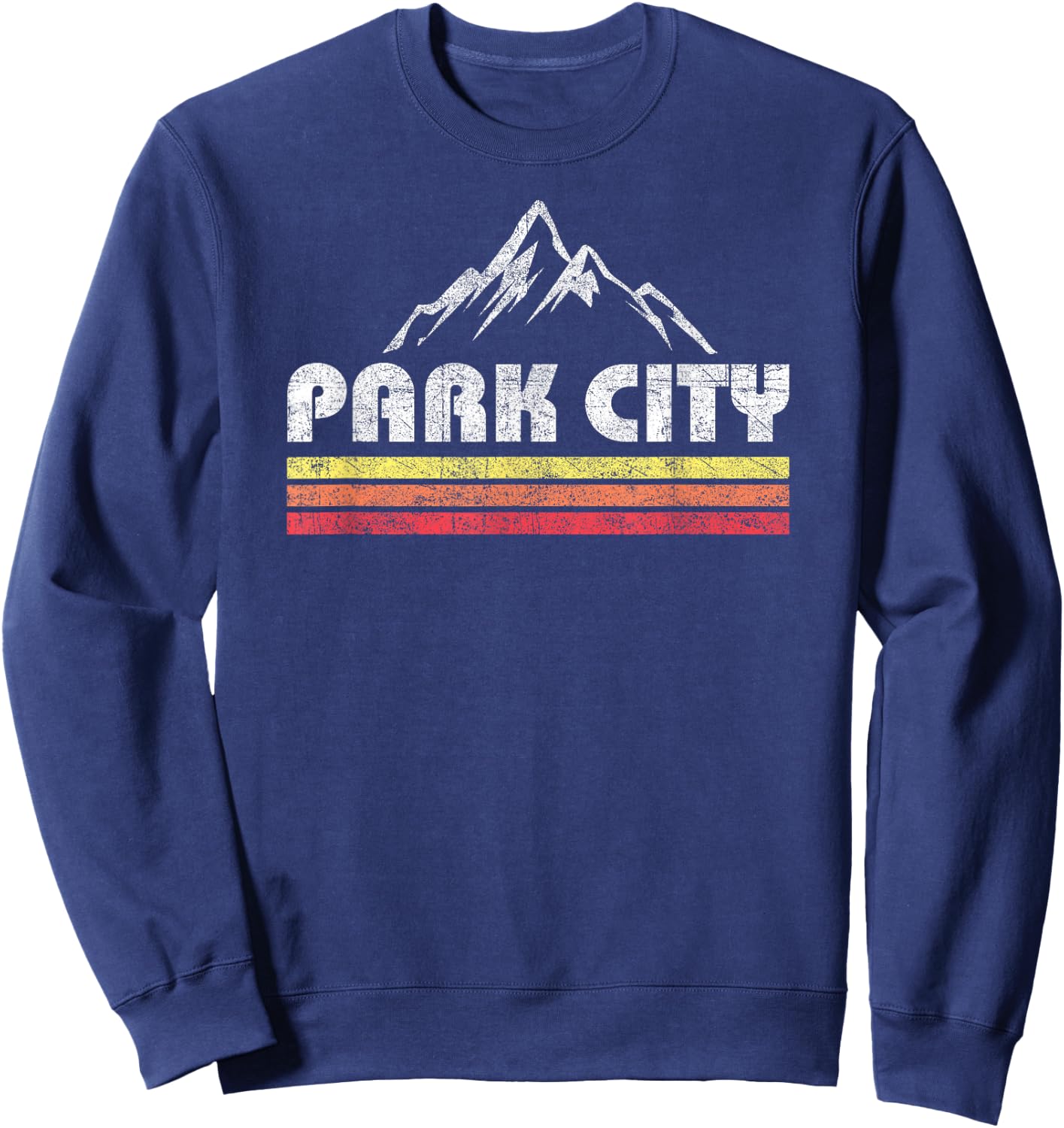 Vintage Retro Park City Utah Mountain Faded Bars Ski Sports Sweatshirt - Sweatshirt | Navy