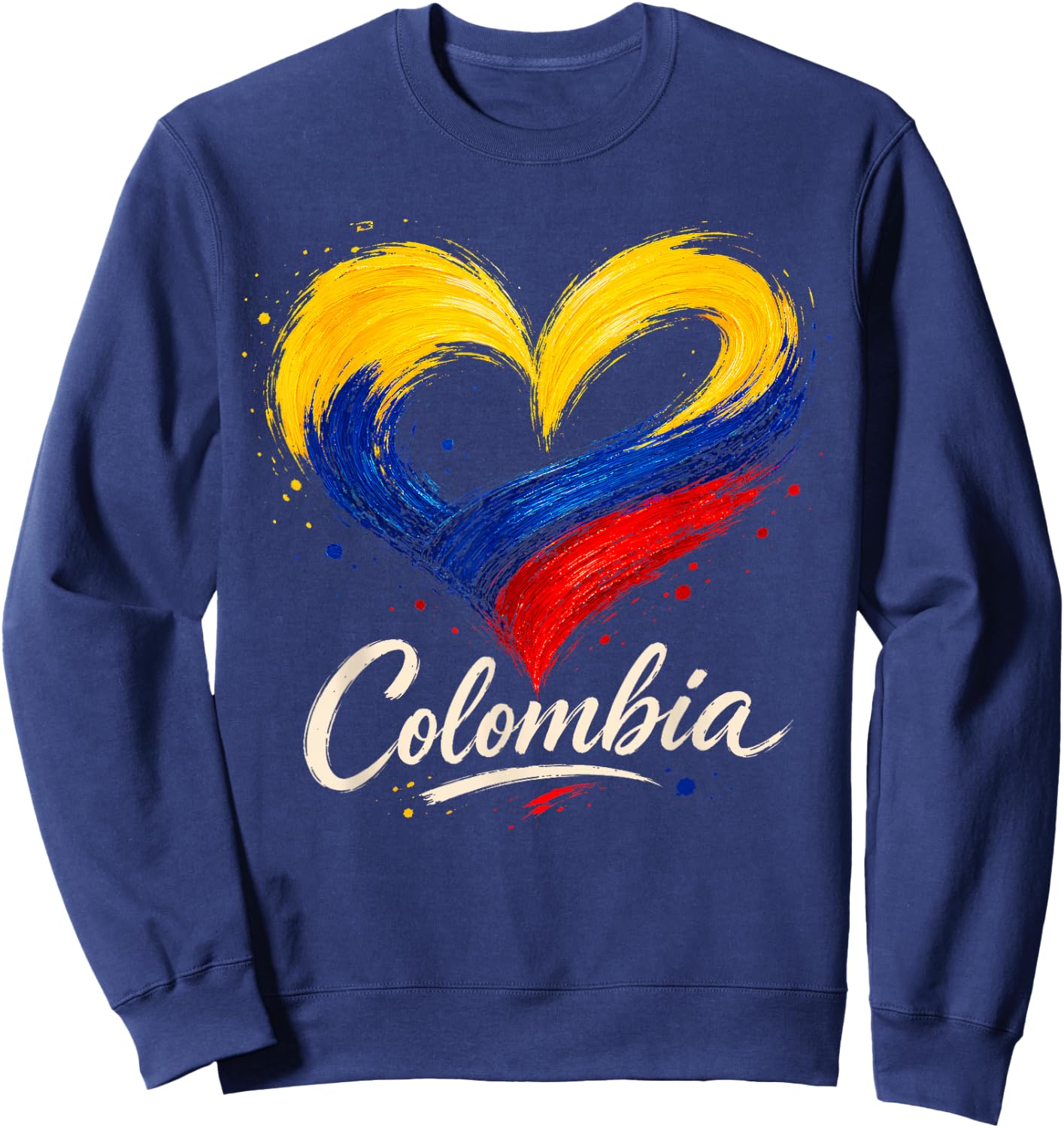 Love Colombia Flag Heart Pride Colombian Patriotic Women Sweatshirt - Sweatshirt | Navy